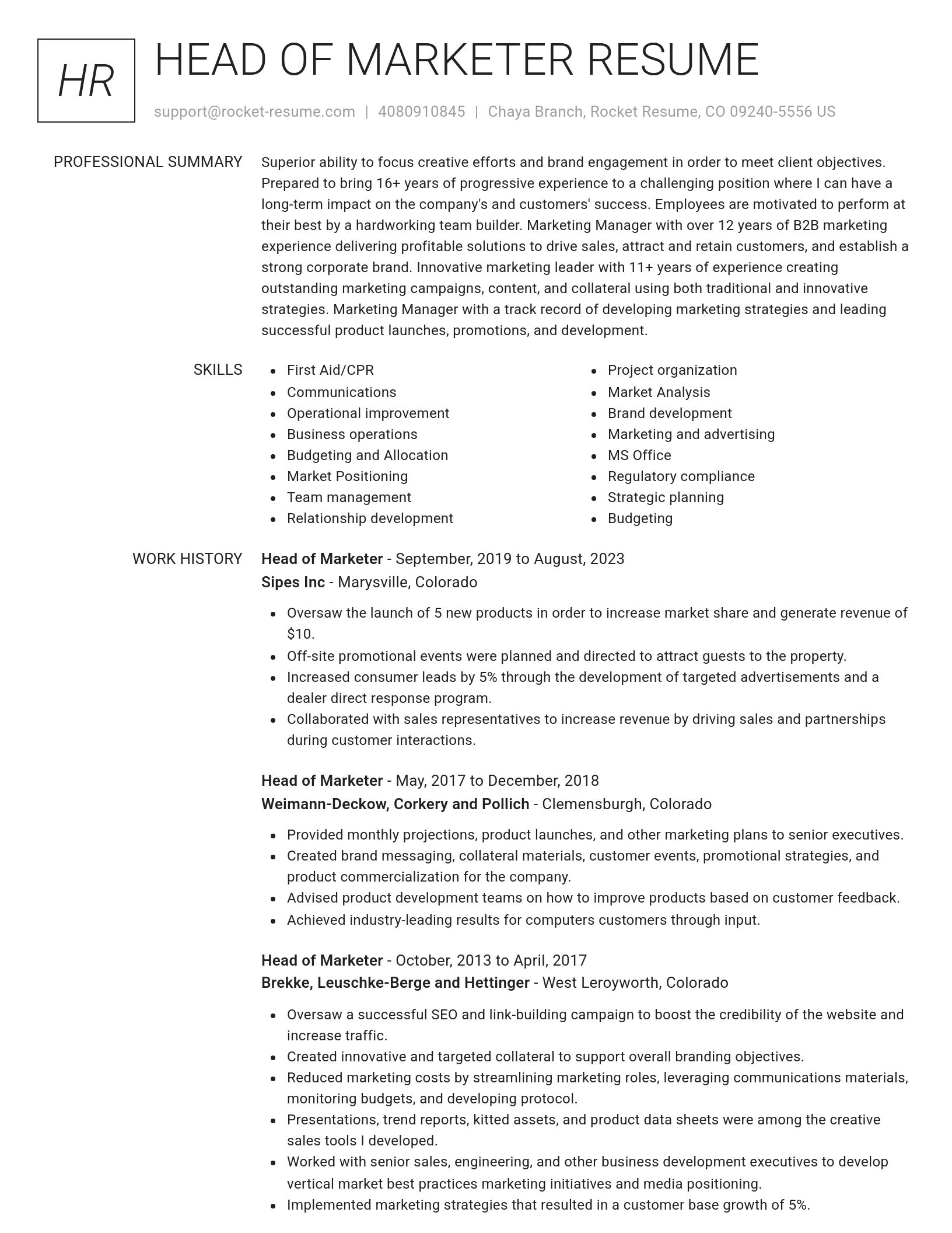 Renowned resume template
