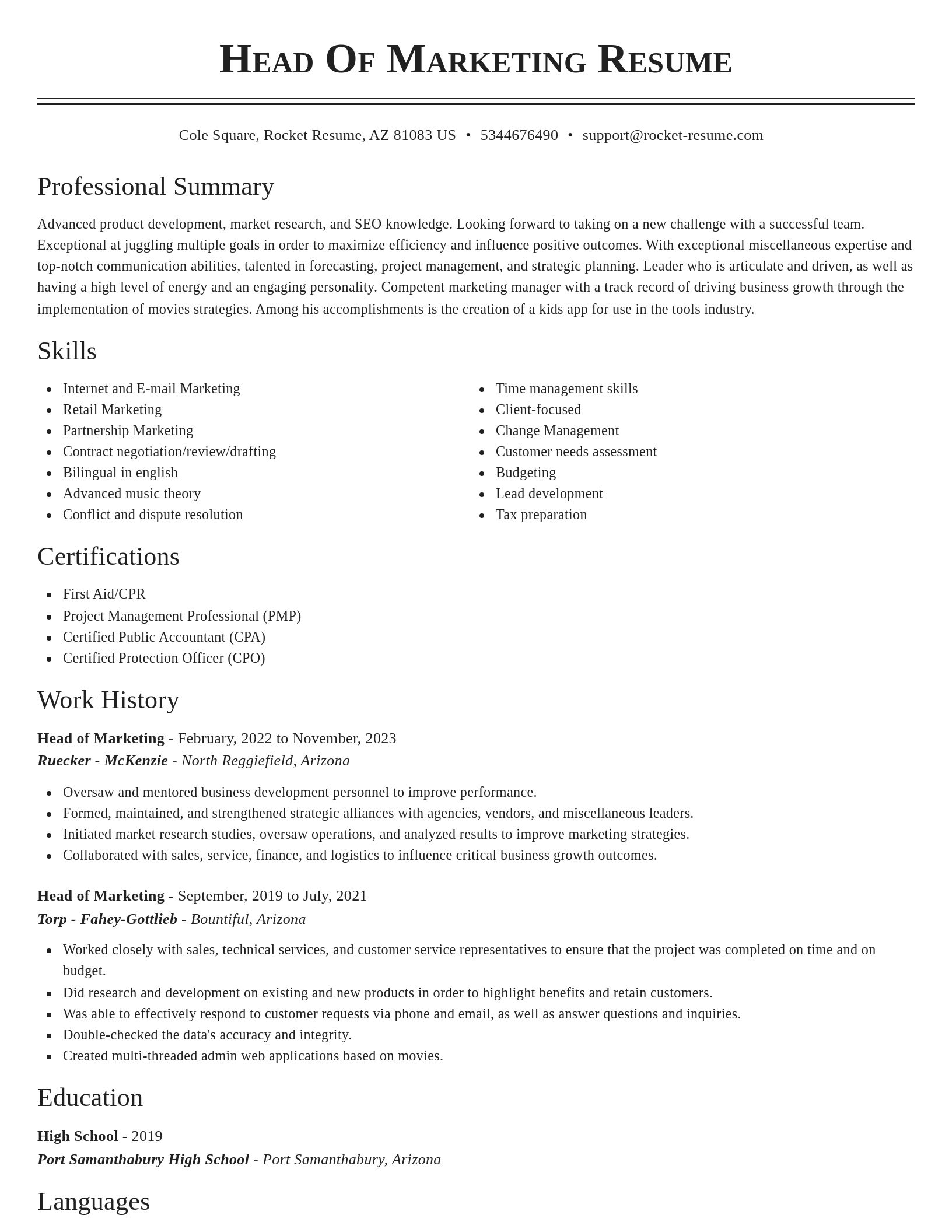 Classic resume template