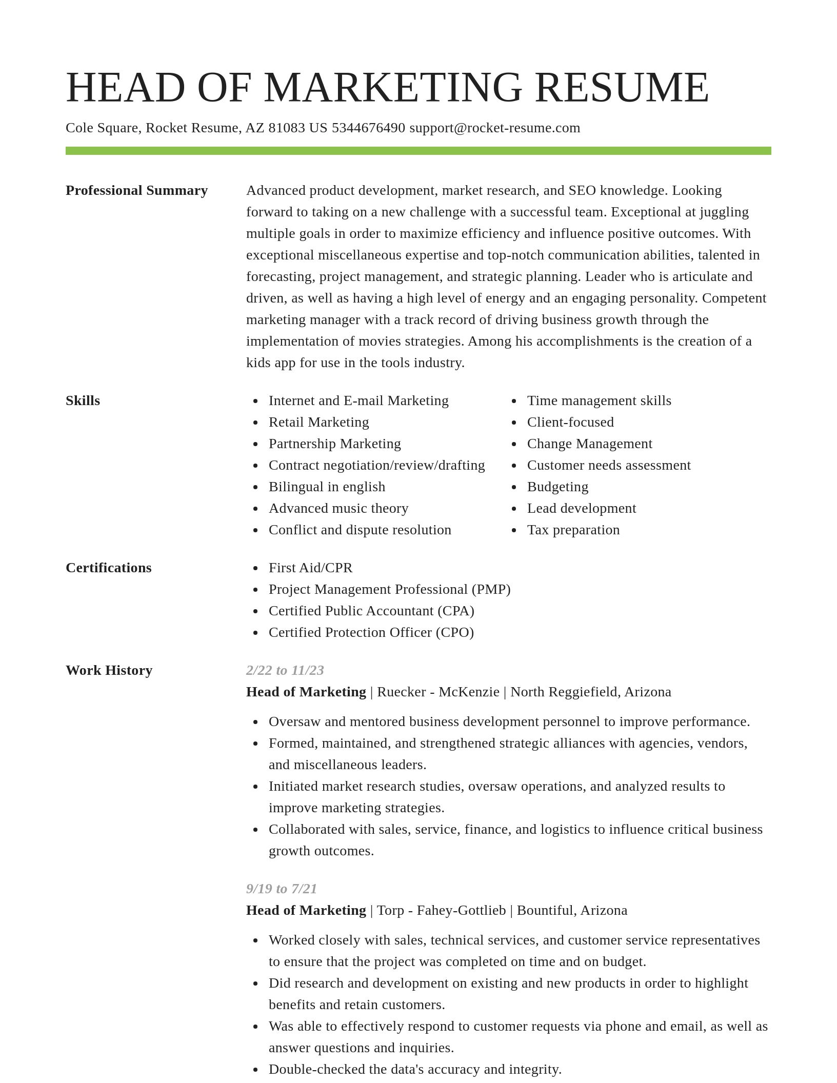 Smart resume template
