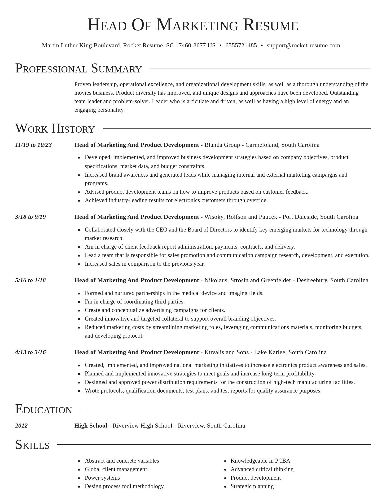 Director resume template