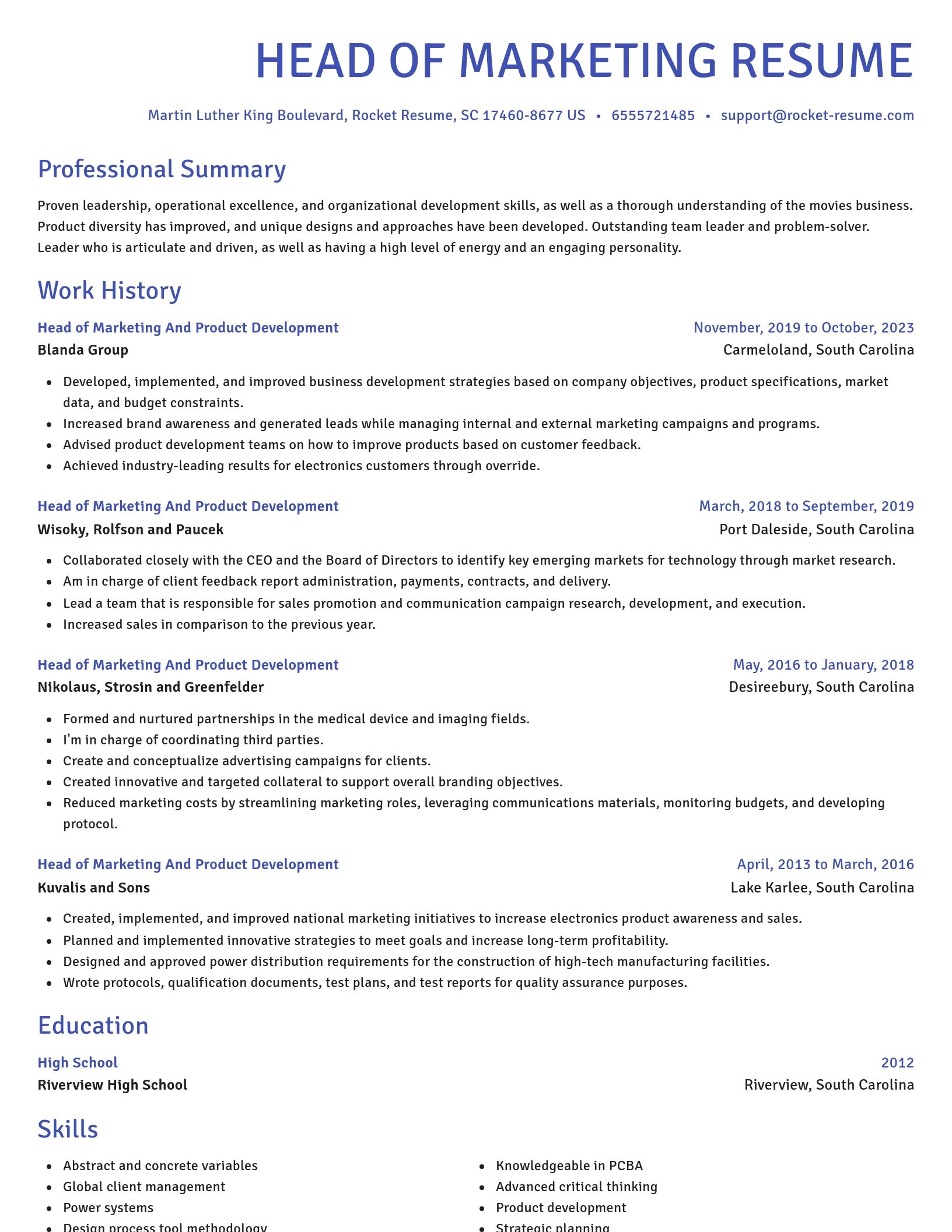 Novel resume template