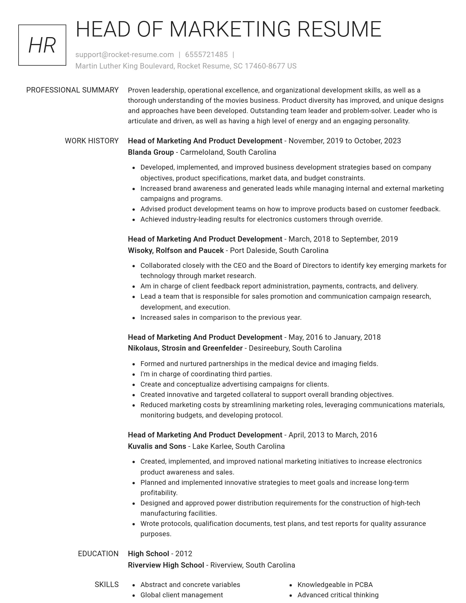 Renowned resume template