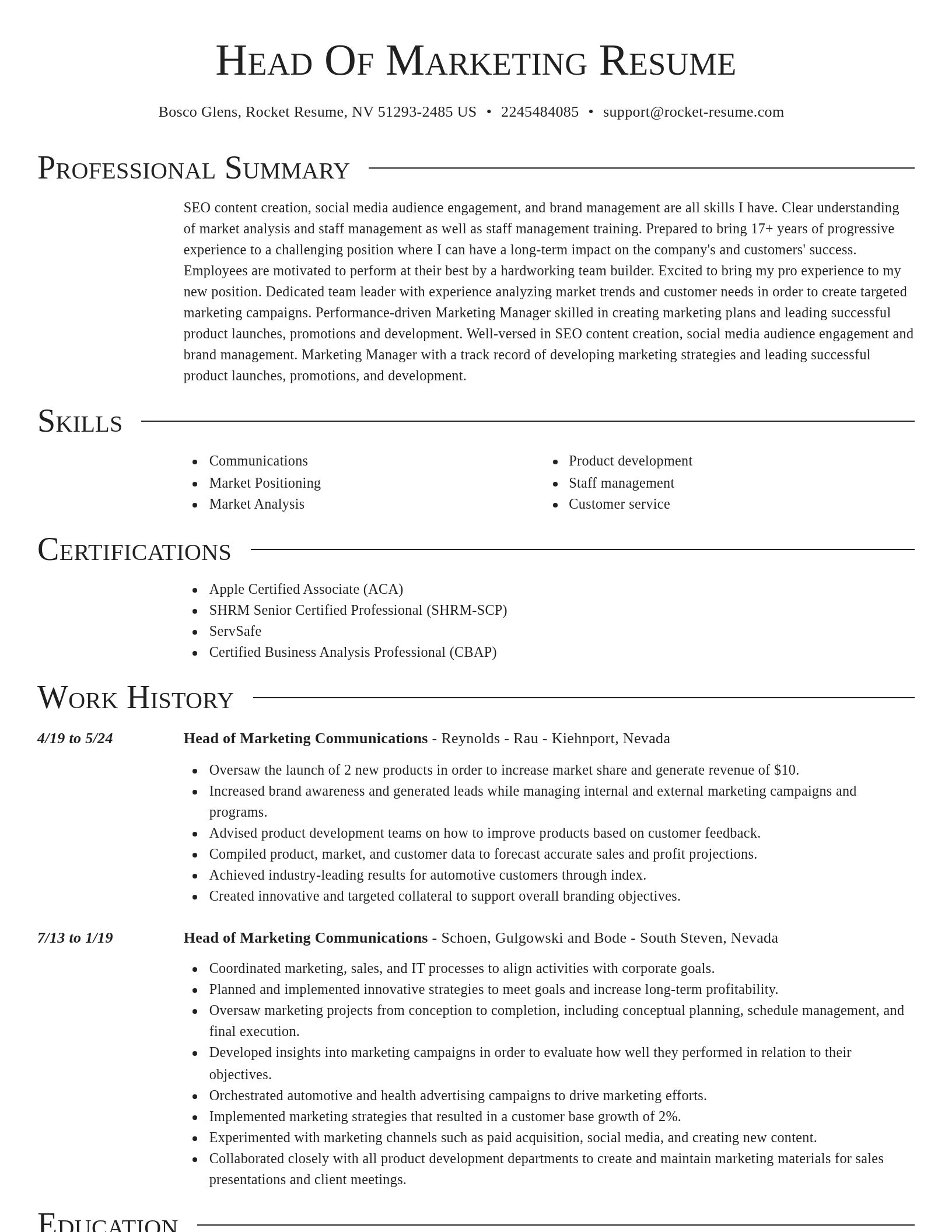 Director resume template