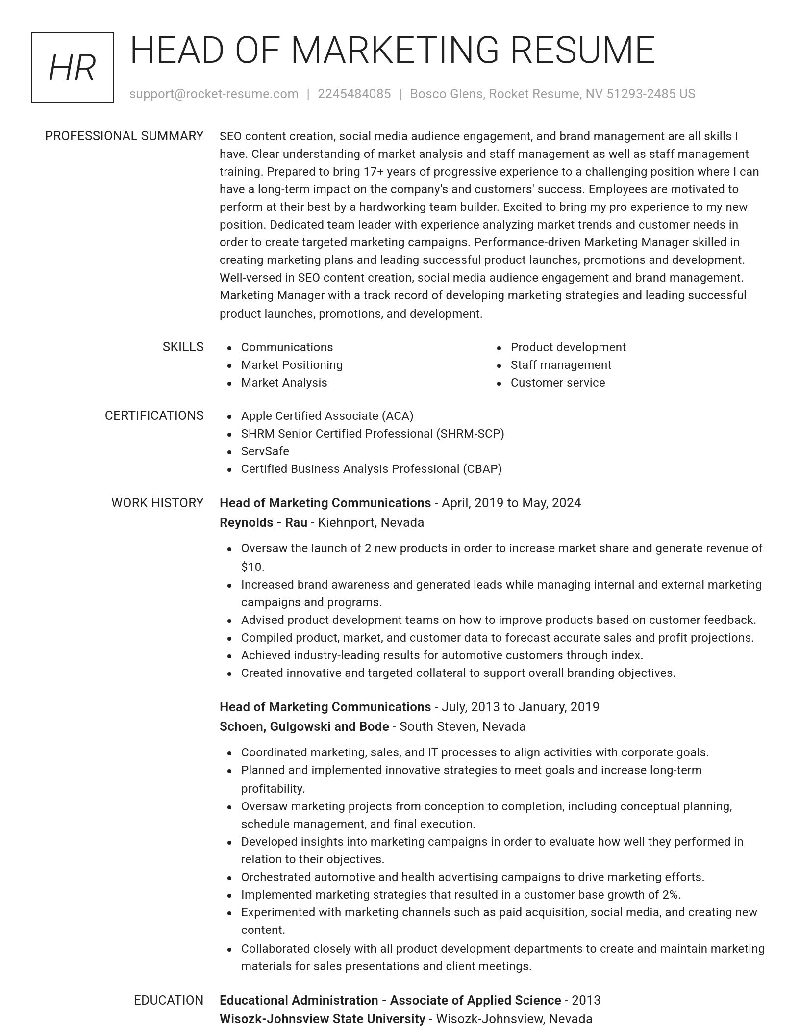Renowned resume template
