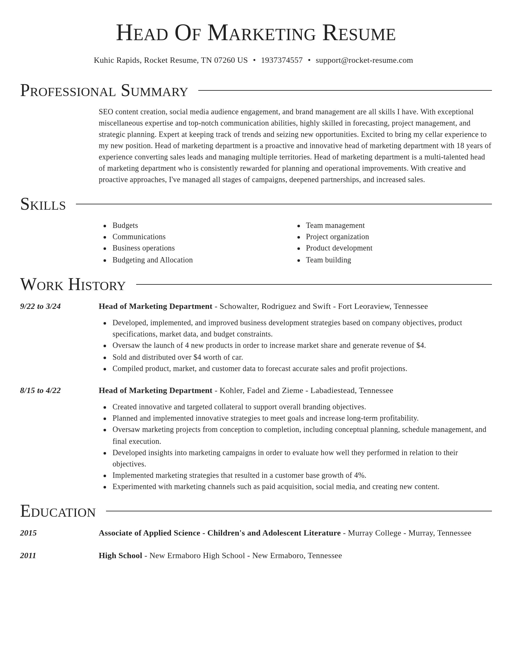 Director resume template