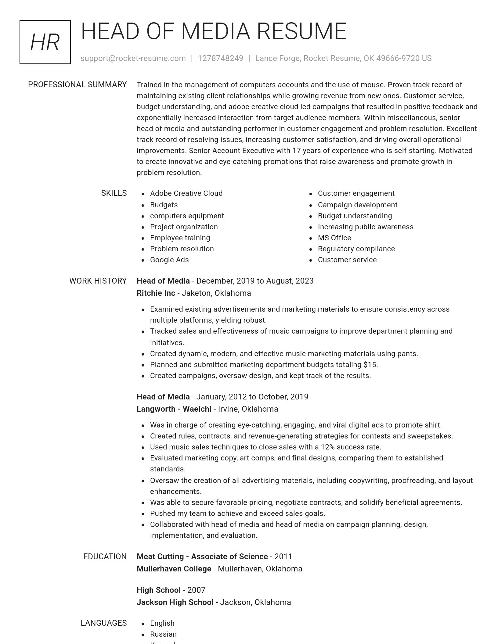 Renowned resume template