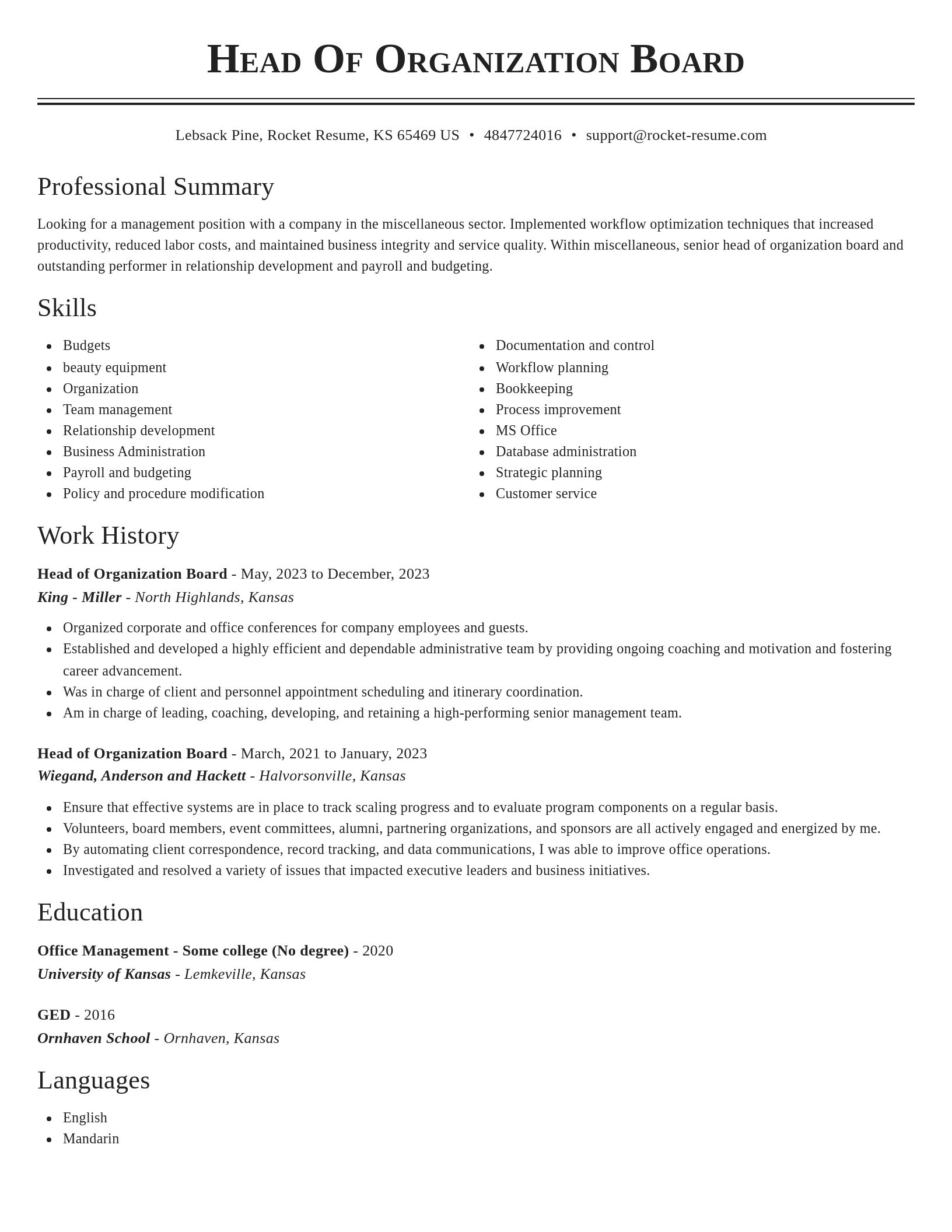 Classic resume template