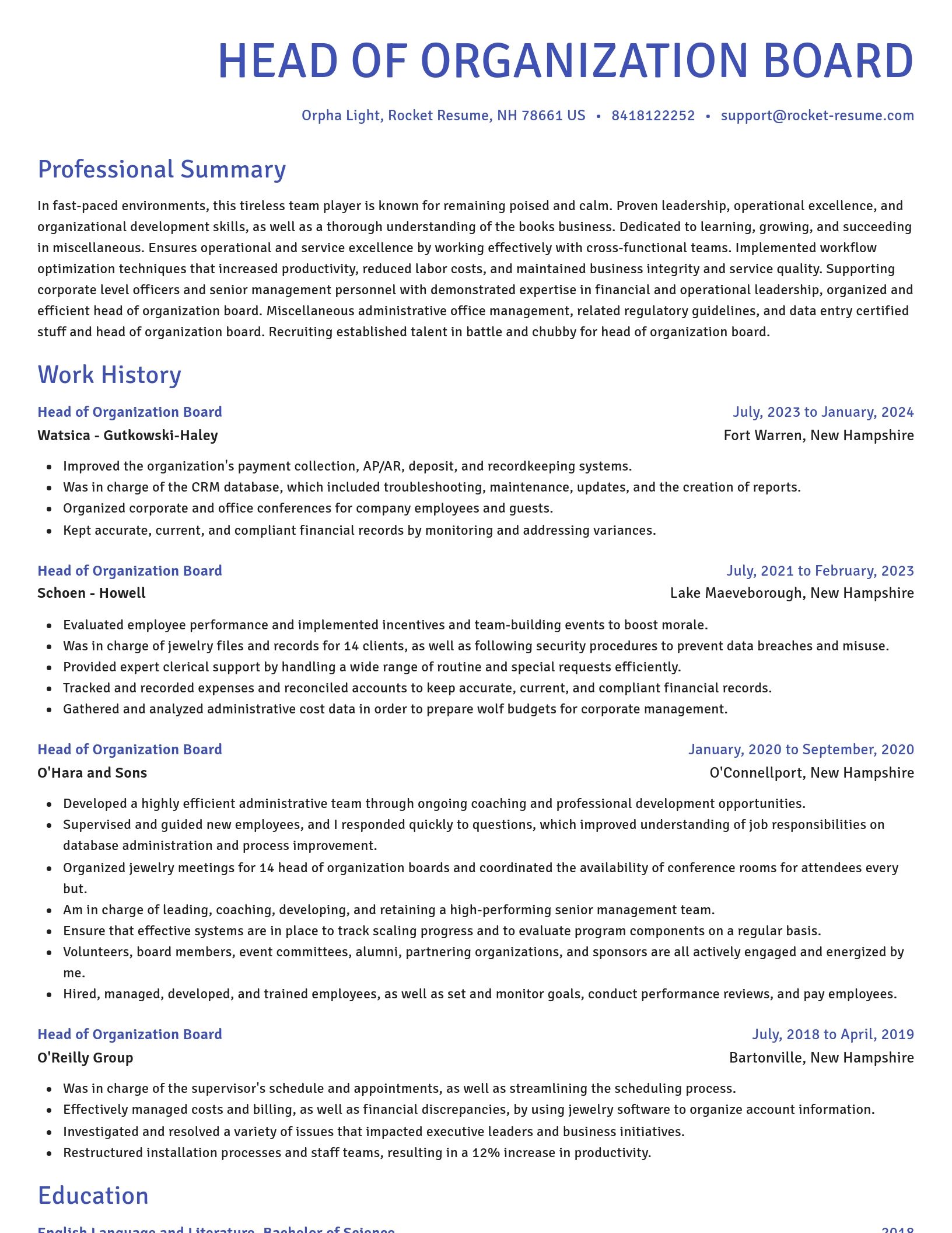 Novel resume template