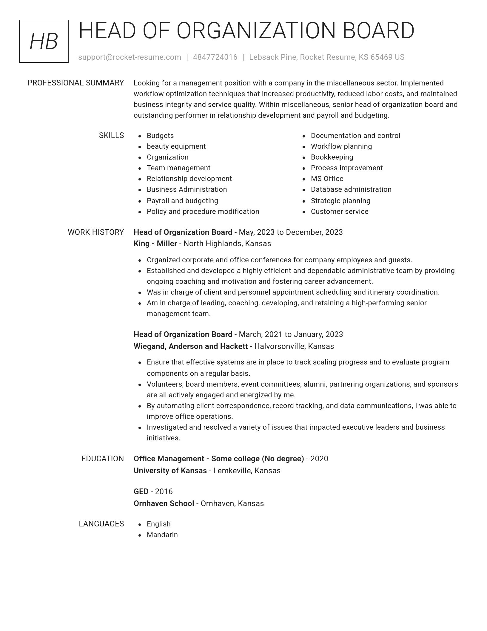 Renowned resume template