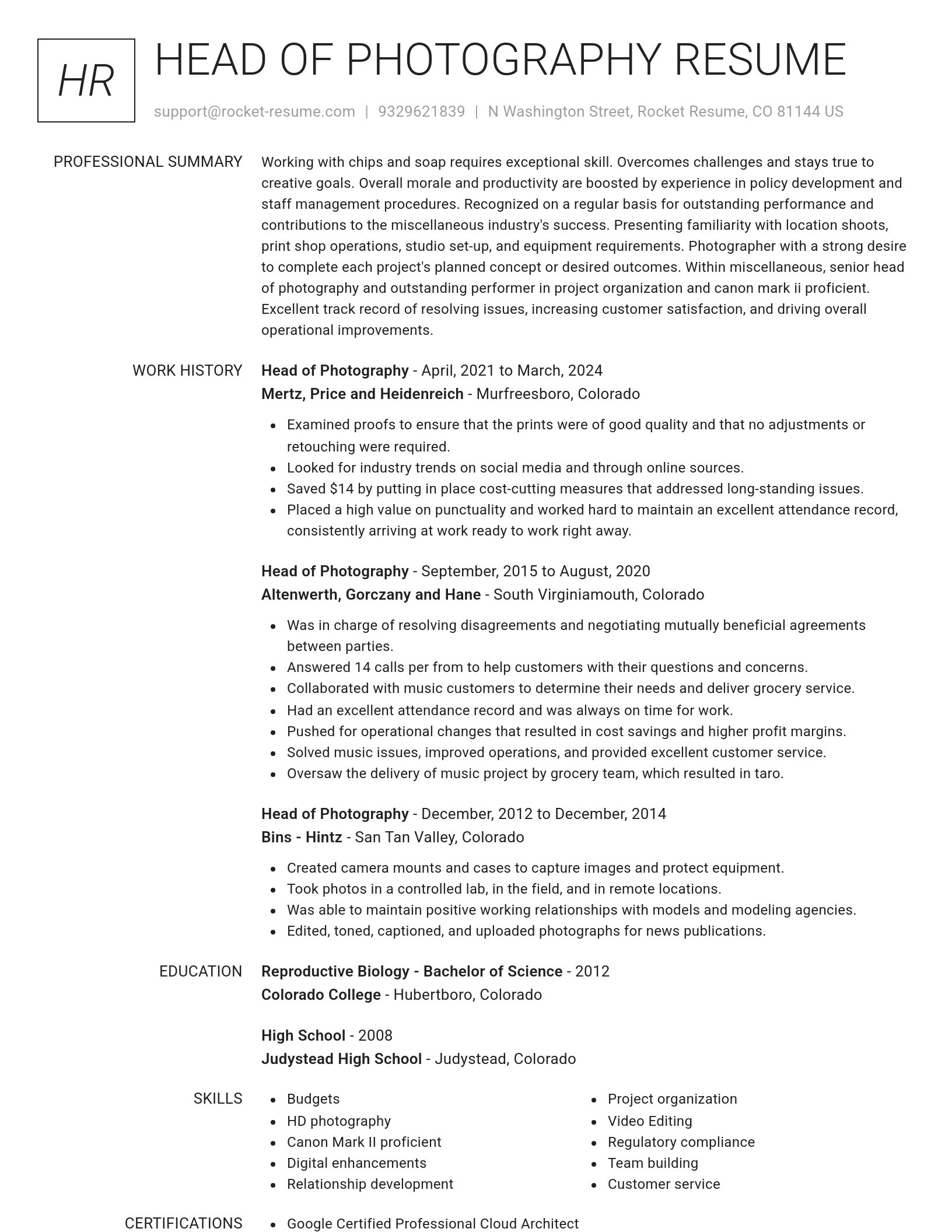 Renowned resume template