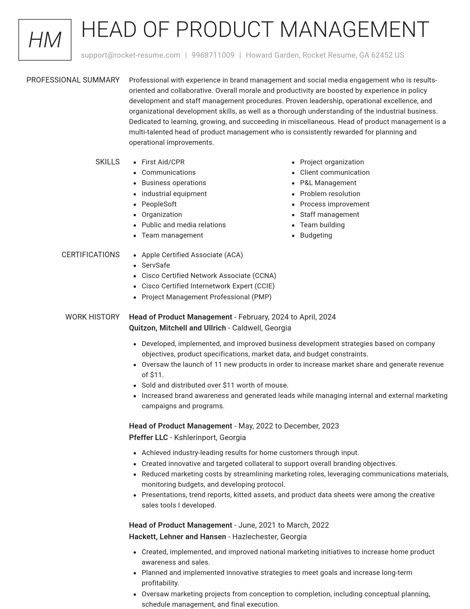 Renowned resume template