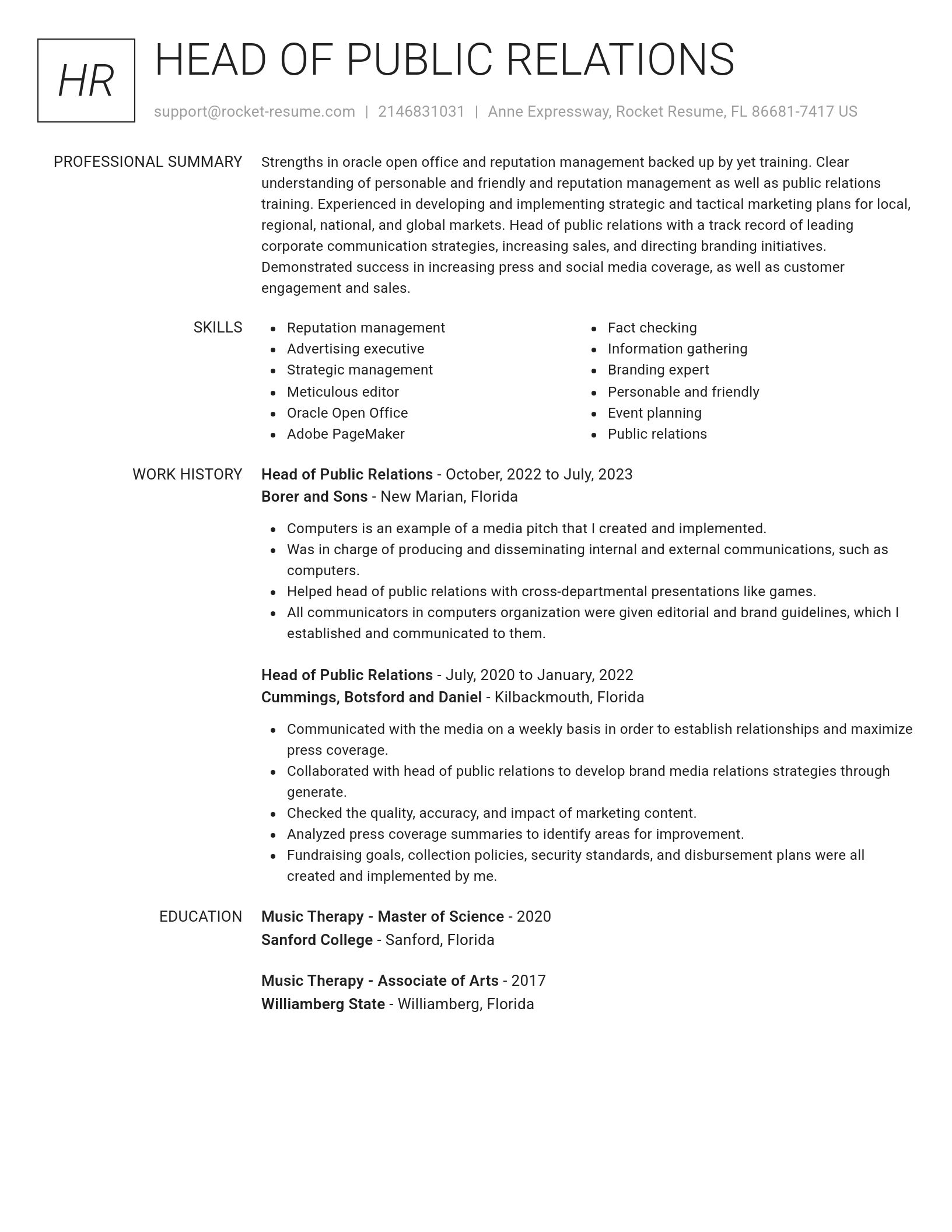 Renowned resume template