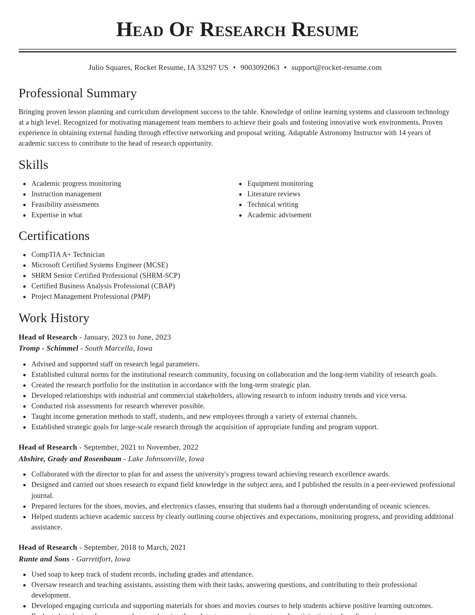 Classic resume template