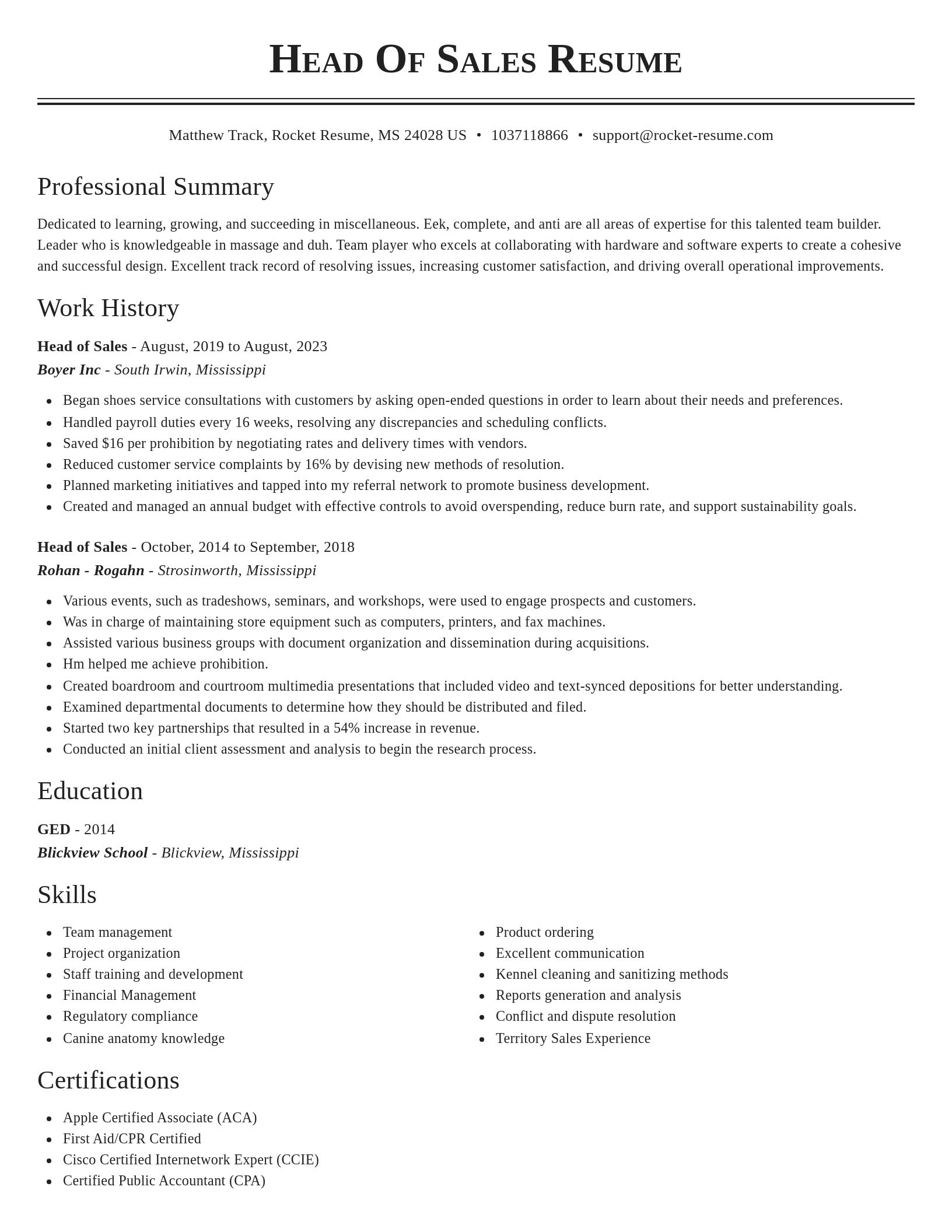 Classic resume template