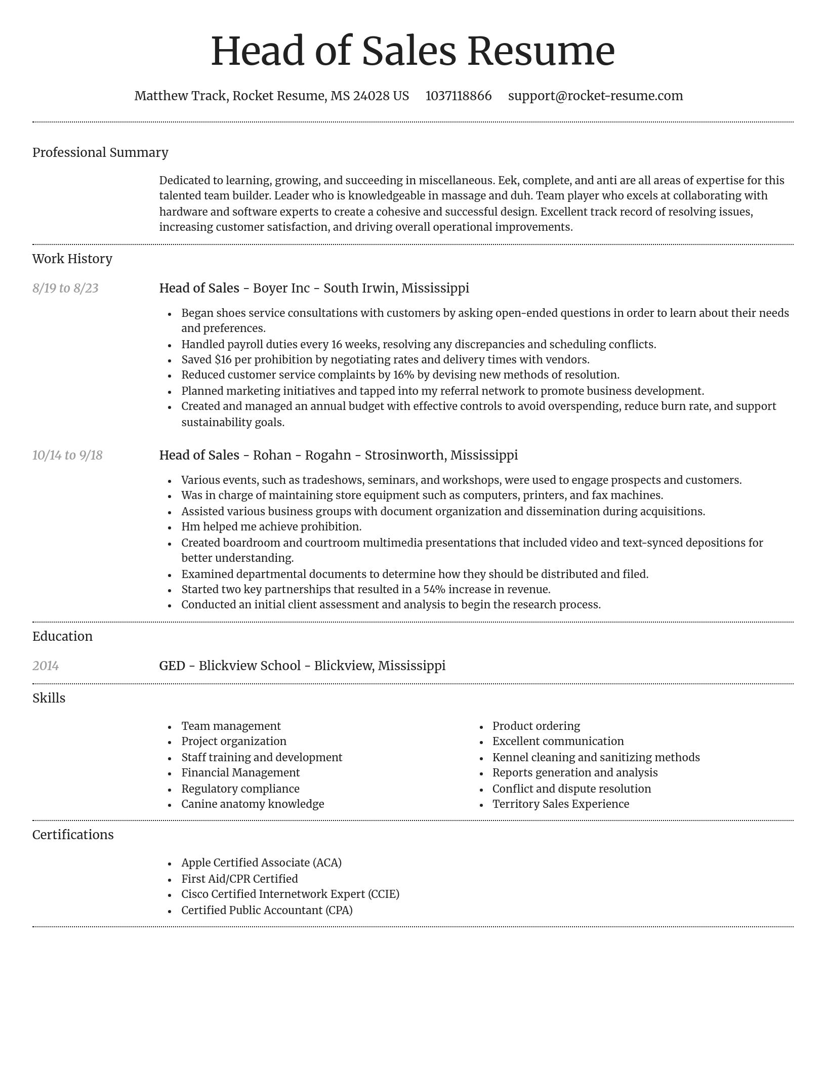 Dignified resume template