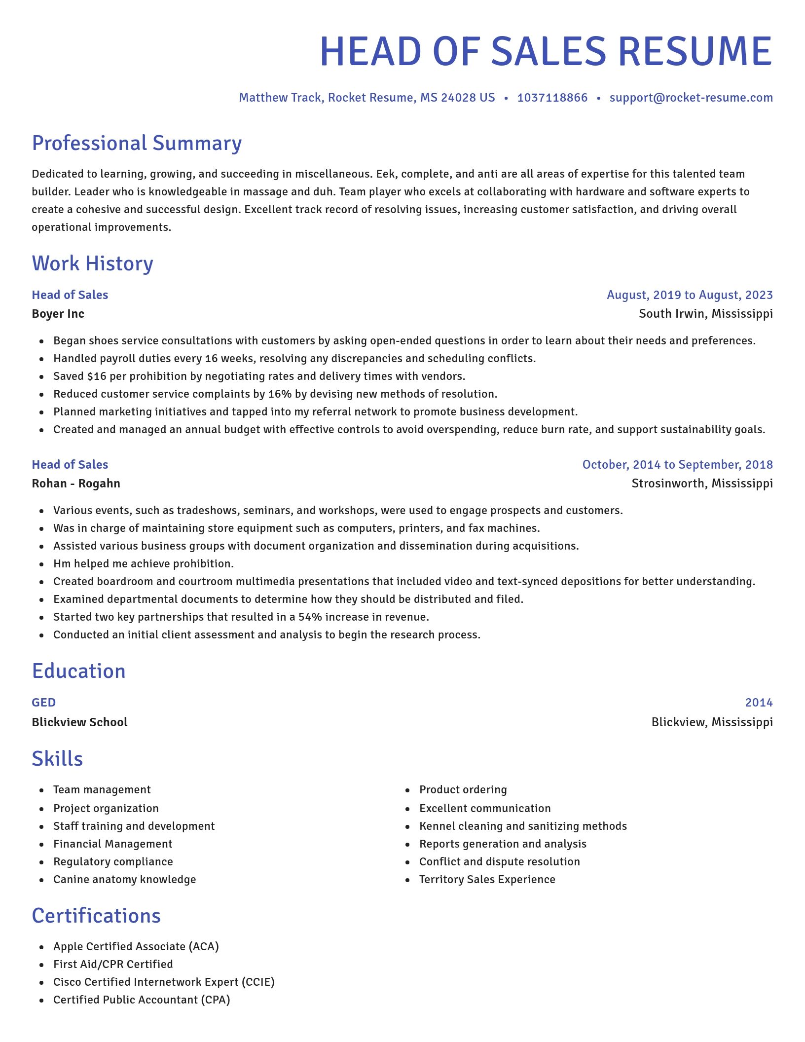 Novel resume template