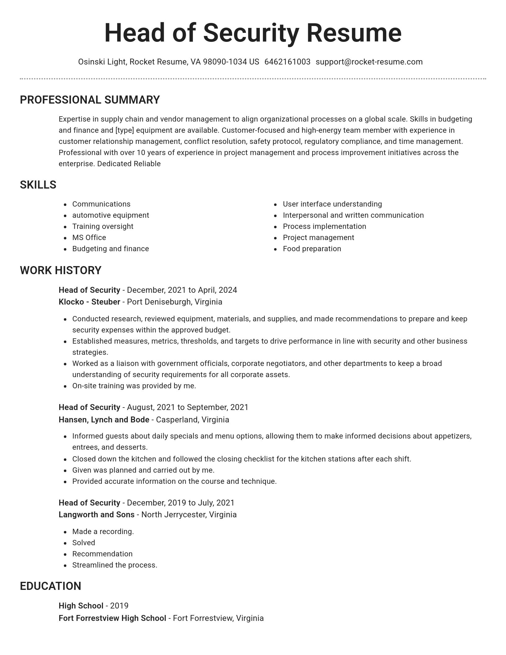 Brilliant resume template