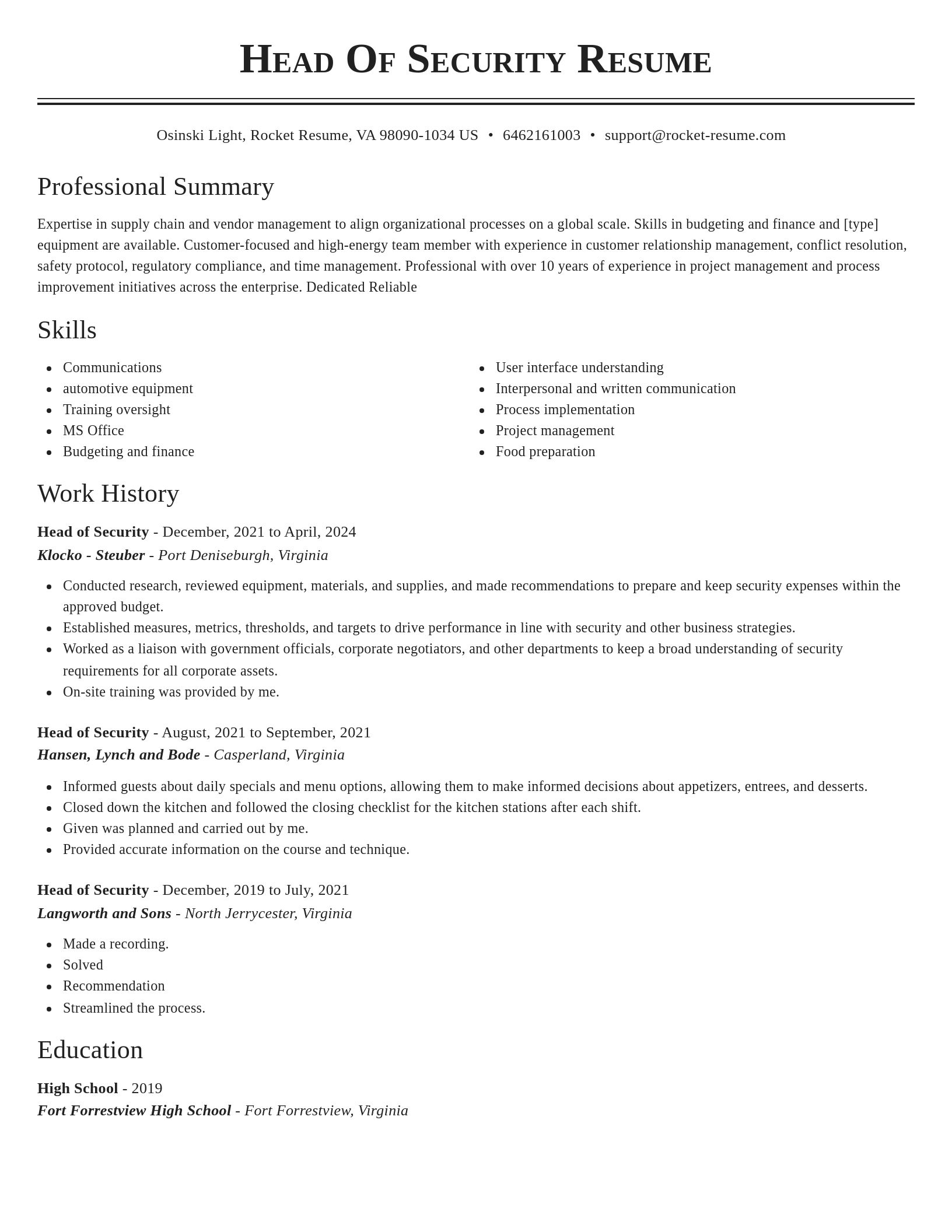Classic resume template