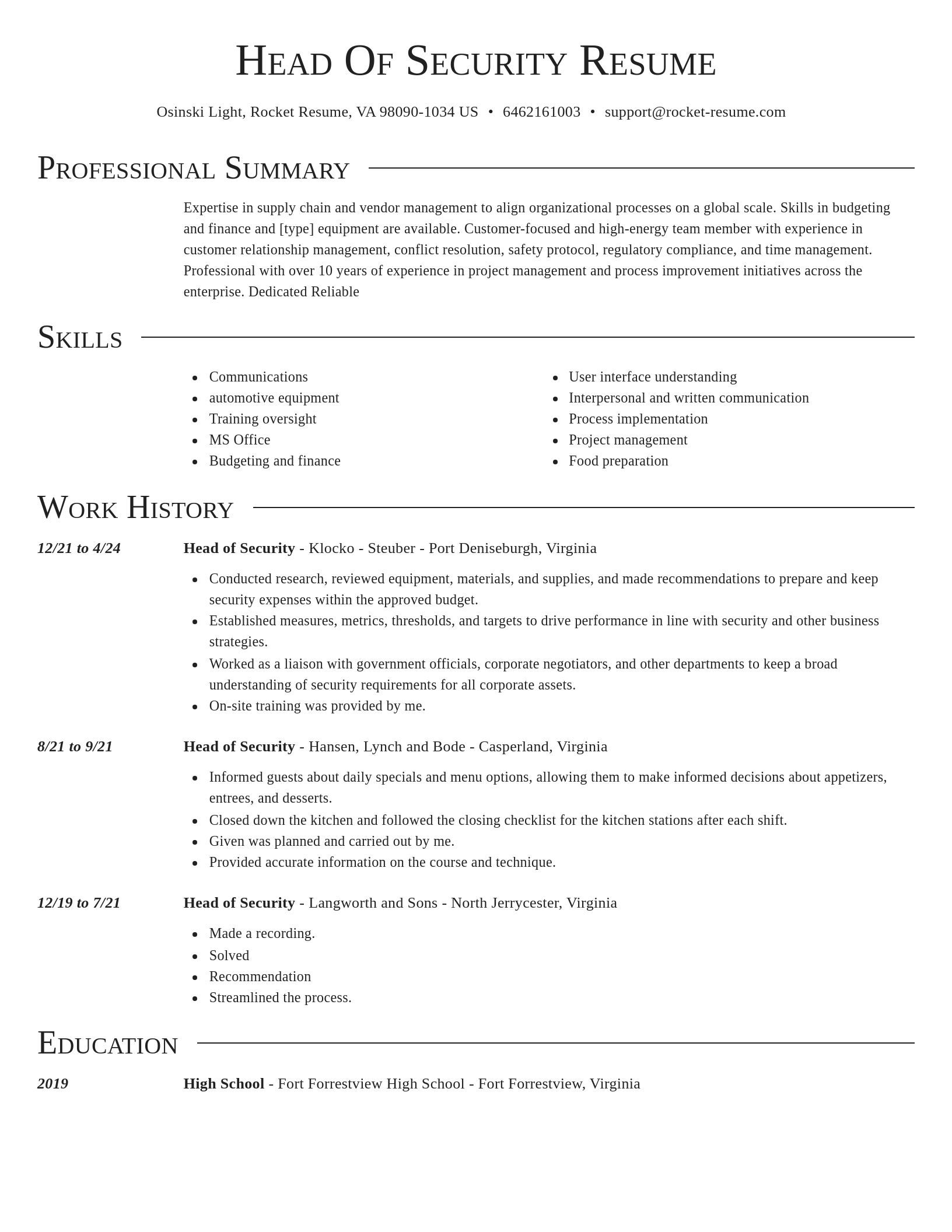 Director resume template