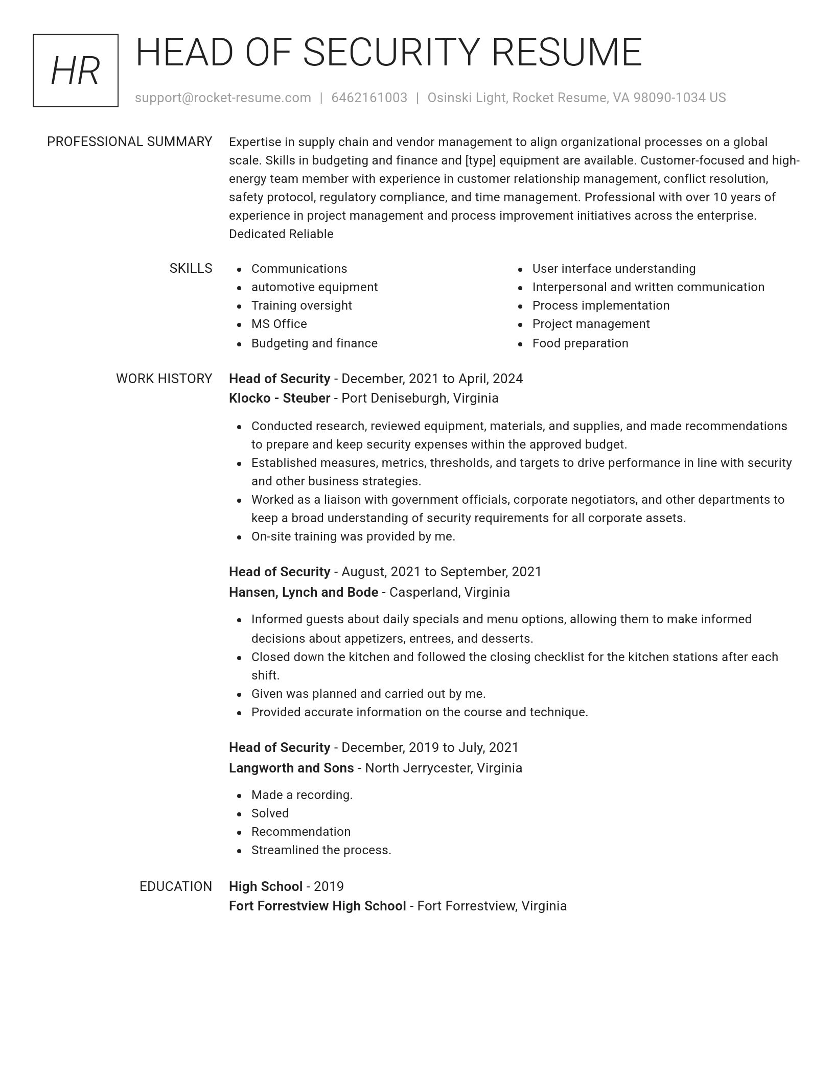 Renowned resume template