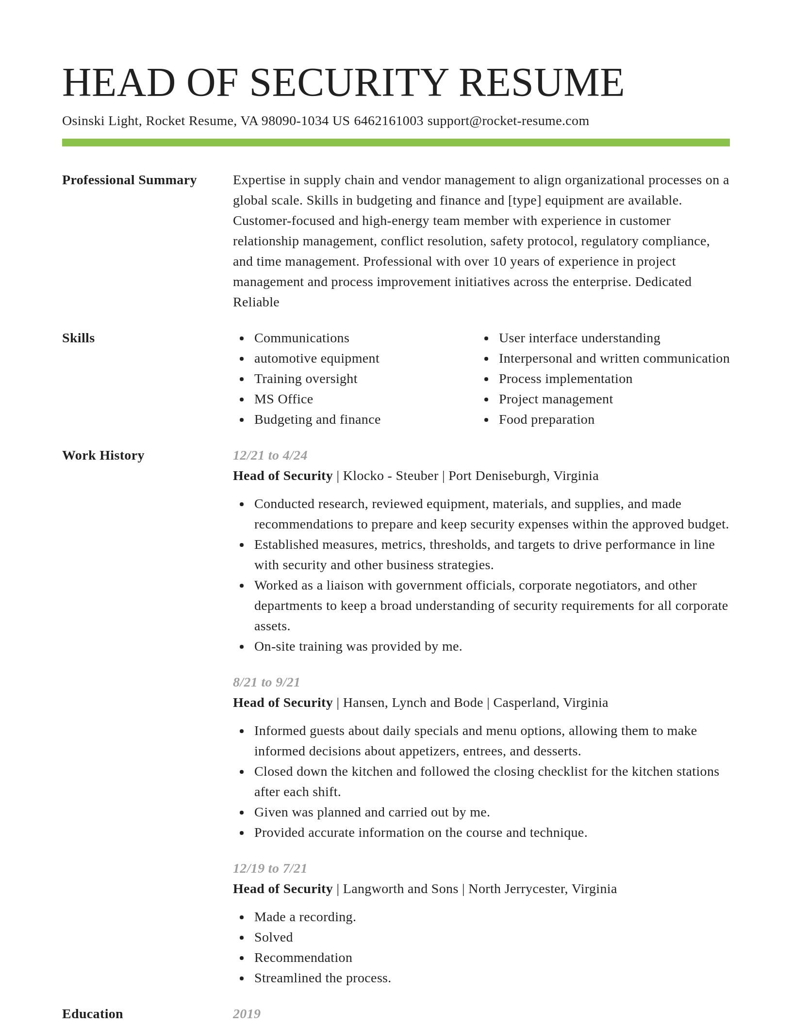 Smart resume template
