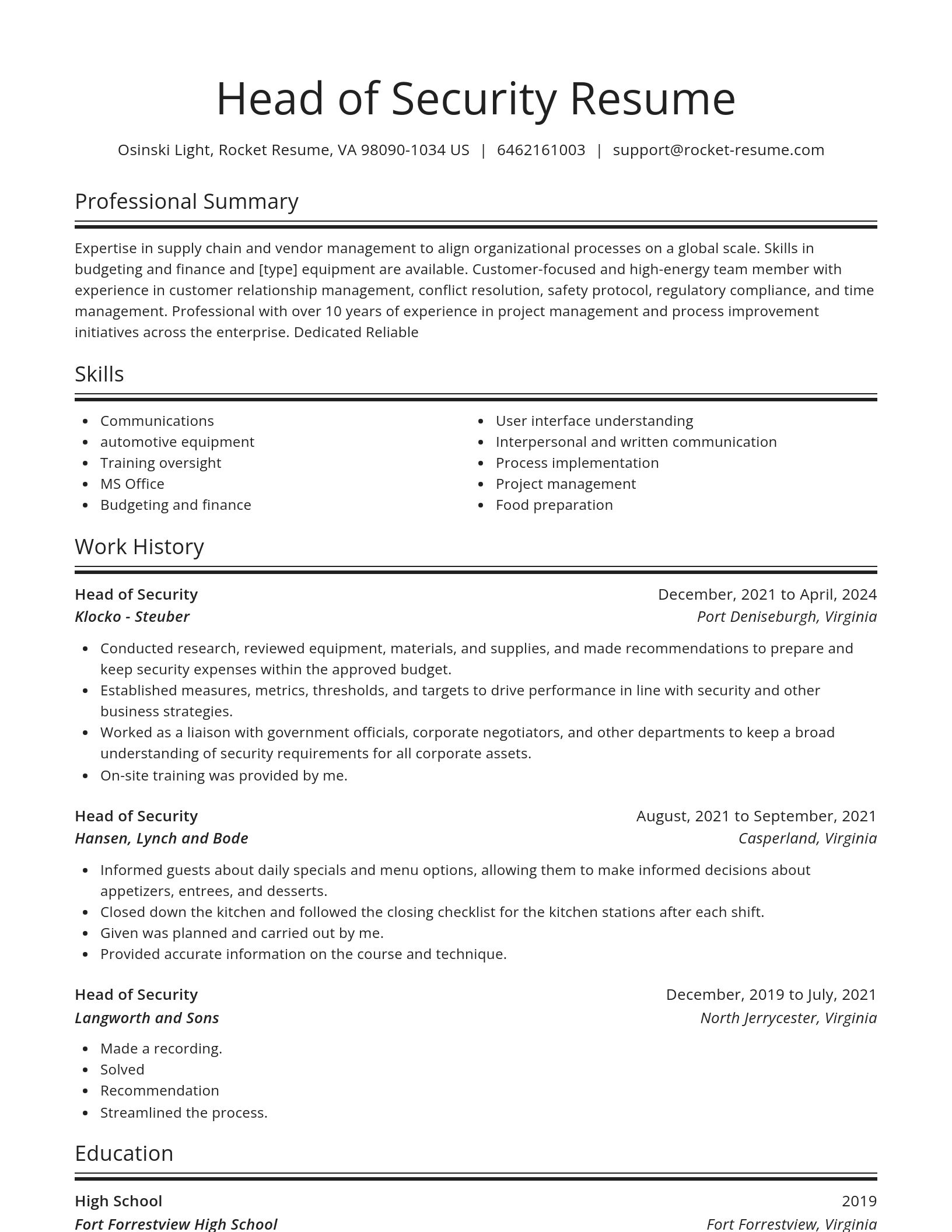 Spotlight resume template