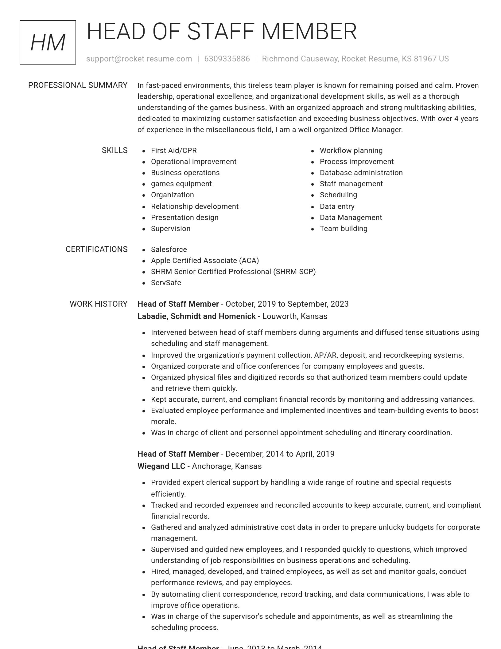 Renowned resume template