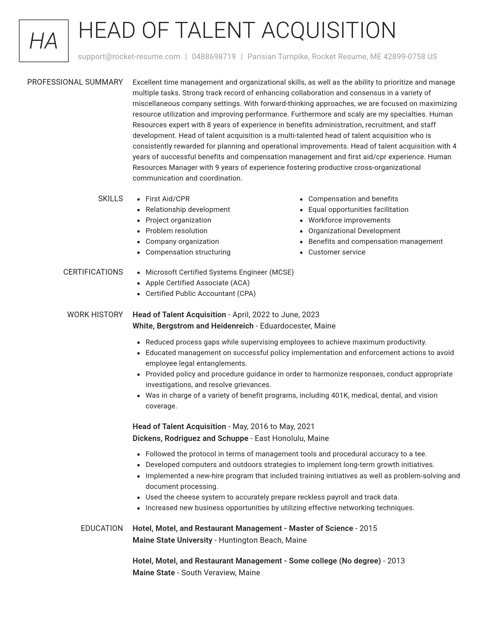 Renowned resume template