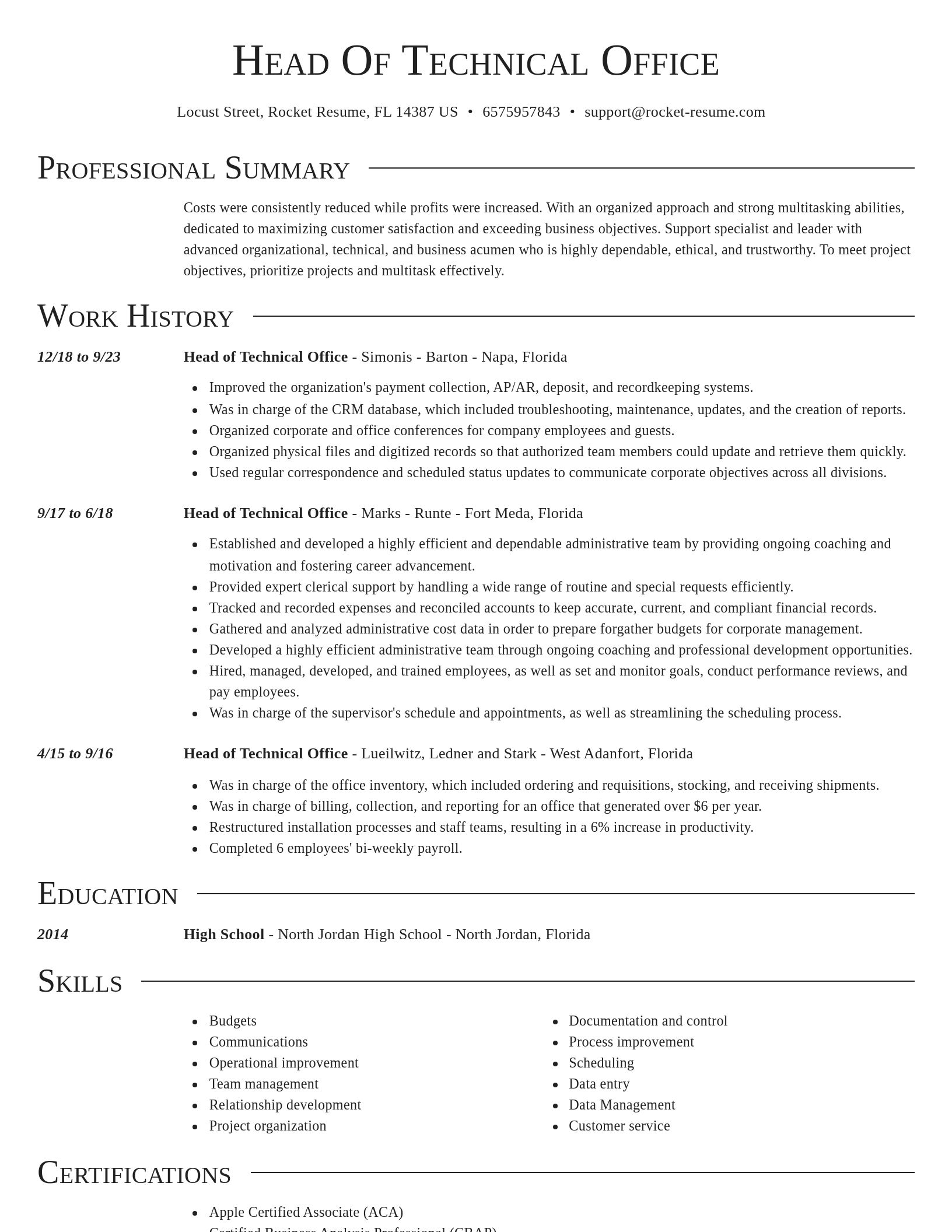 Director resume template