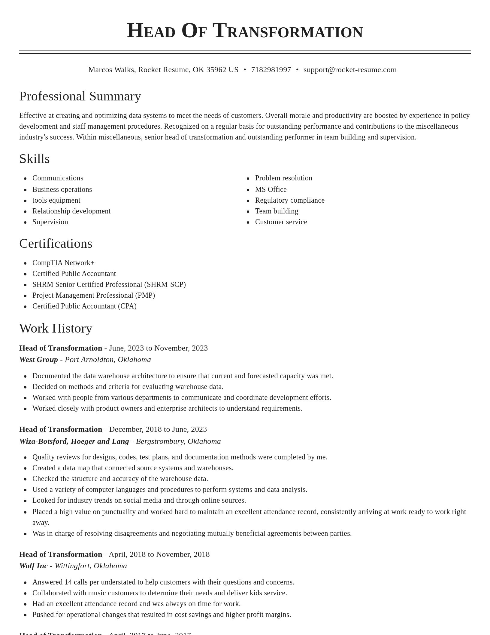 Classic resume template