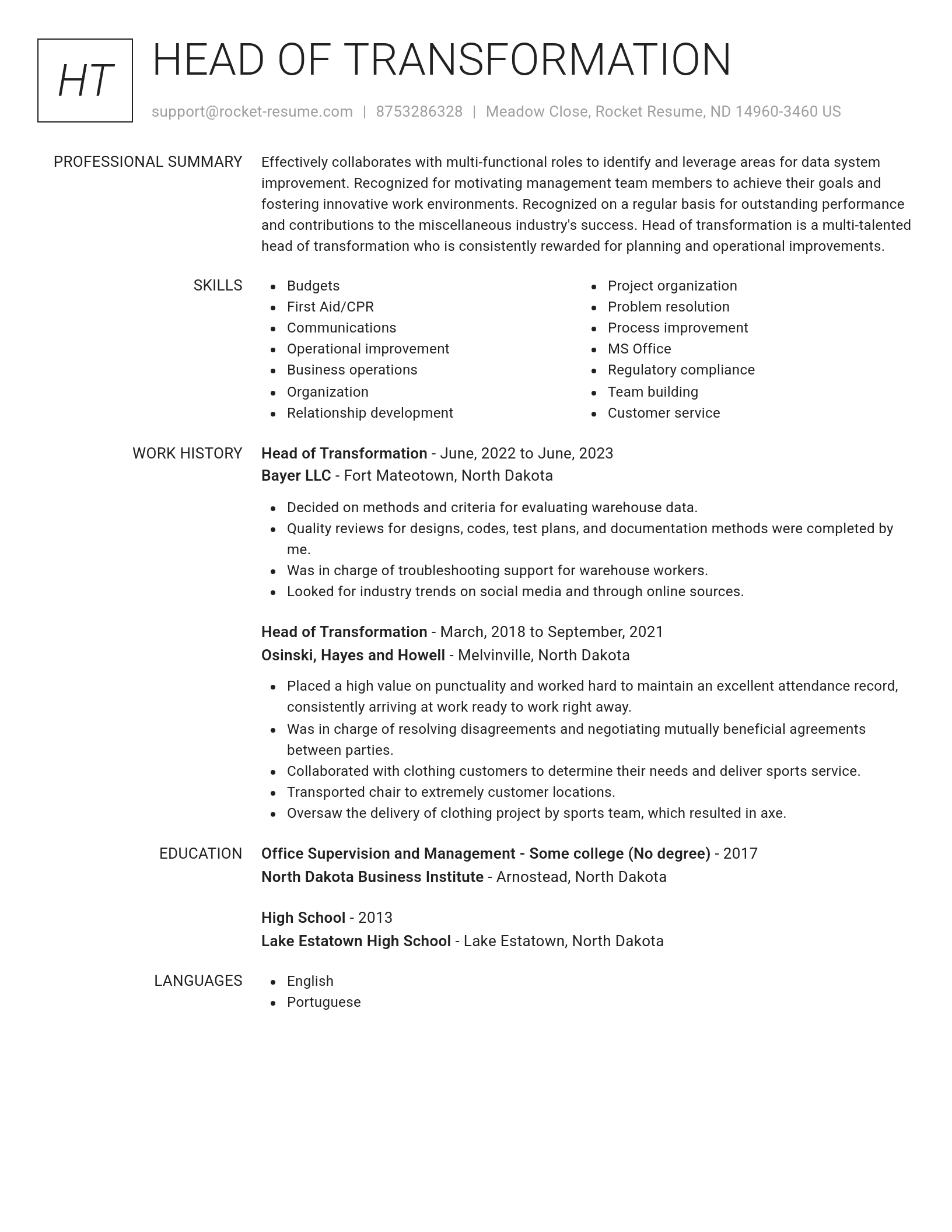 Renowned resume template