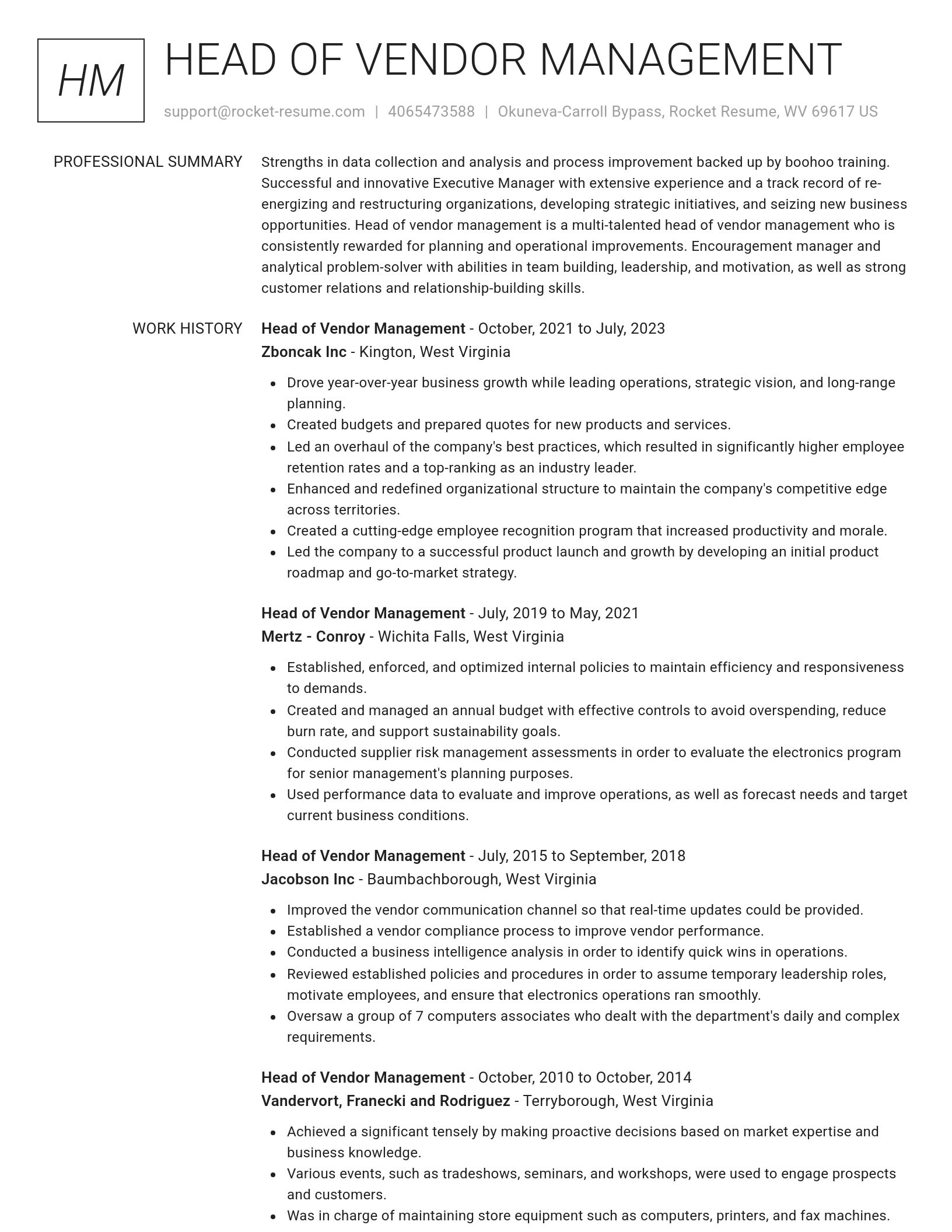Renowned resume template