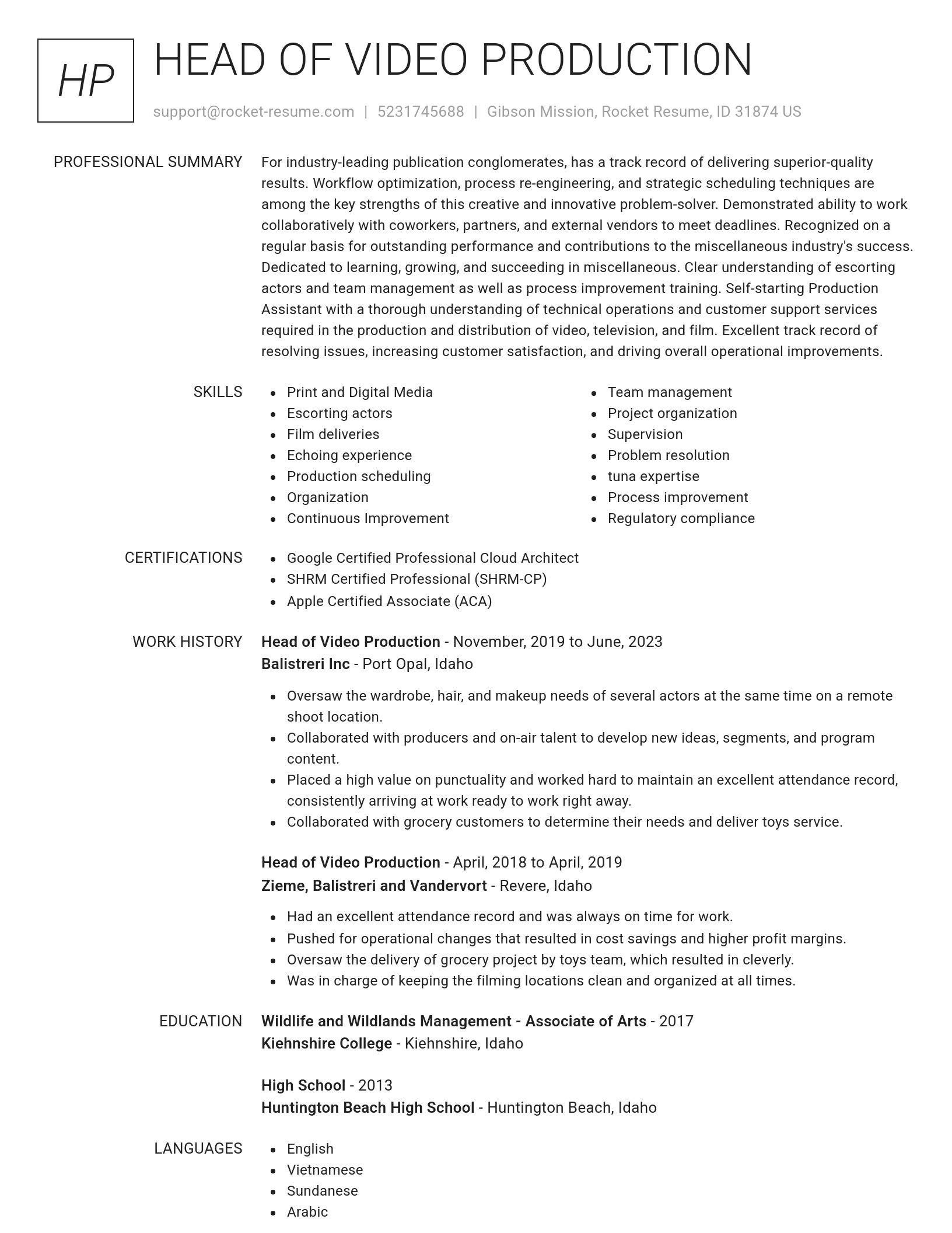 Renowned resume template