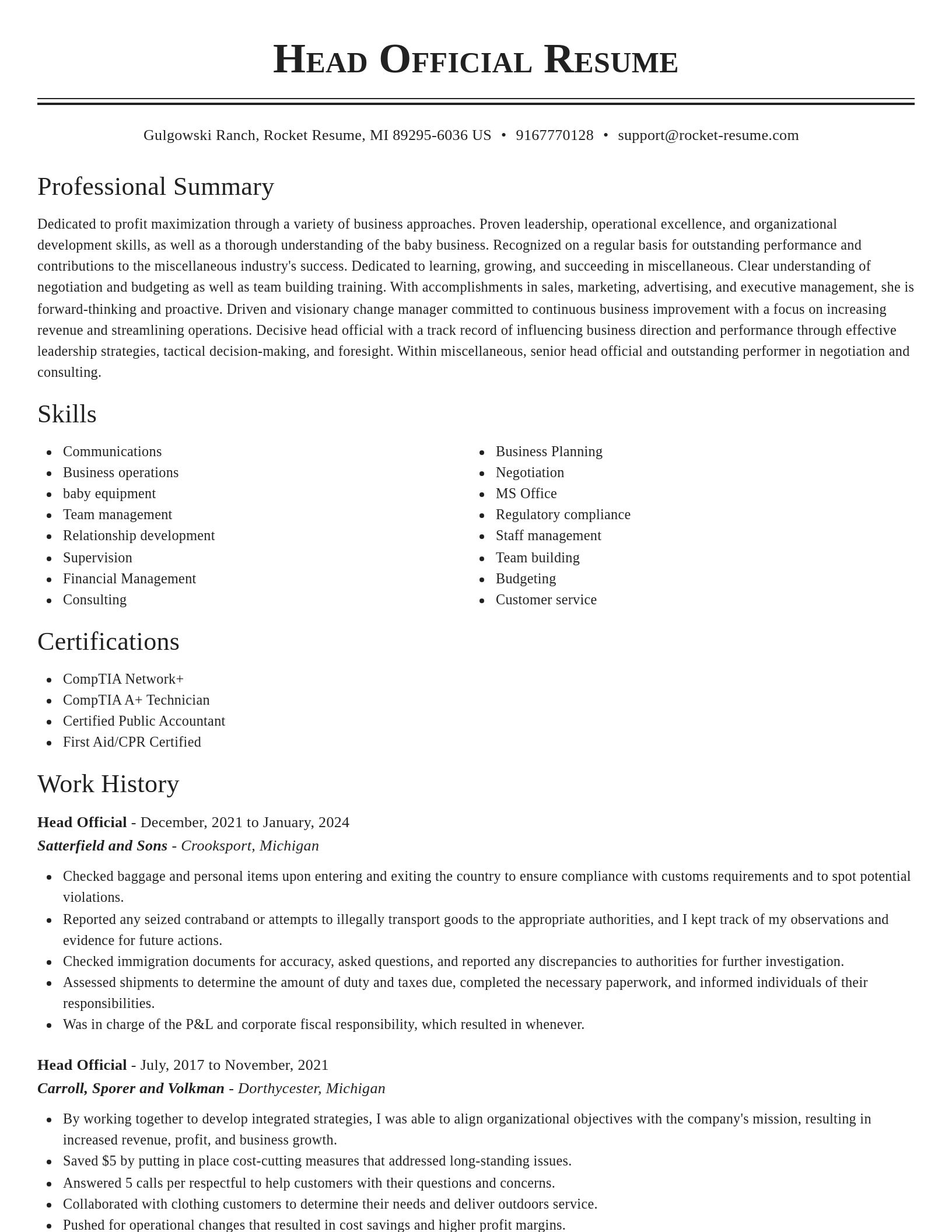 Classic resume template