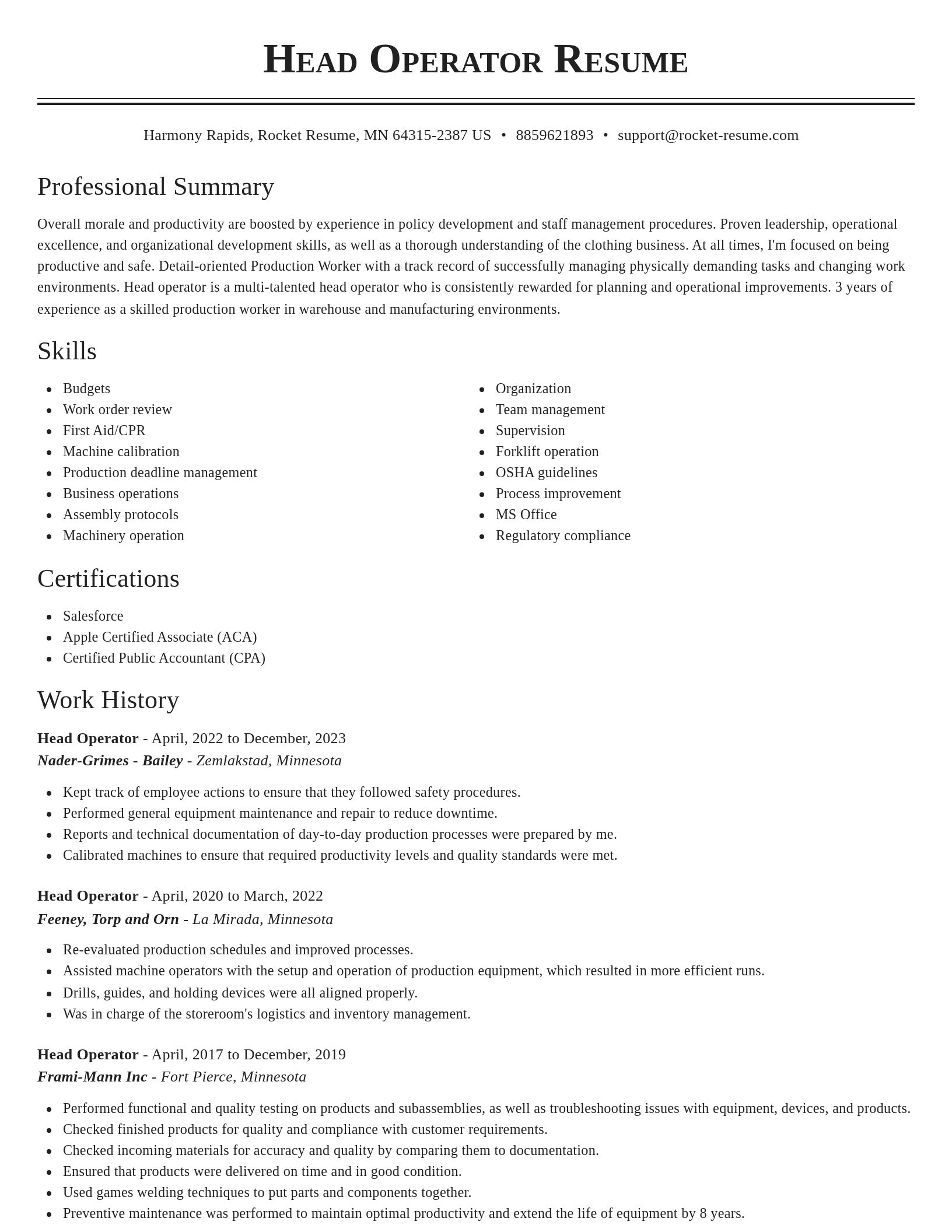 Classic resume template