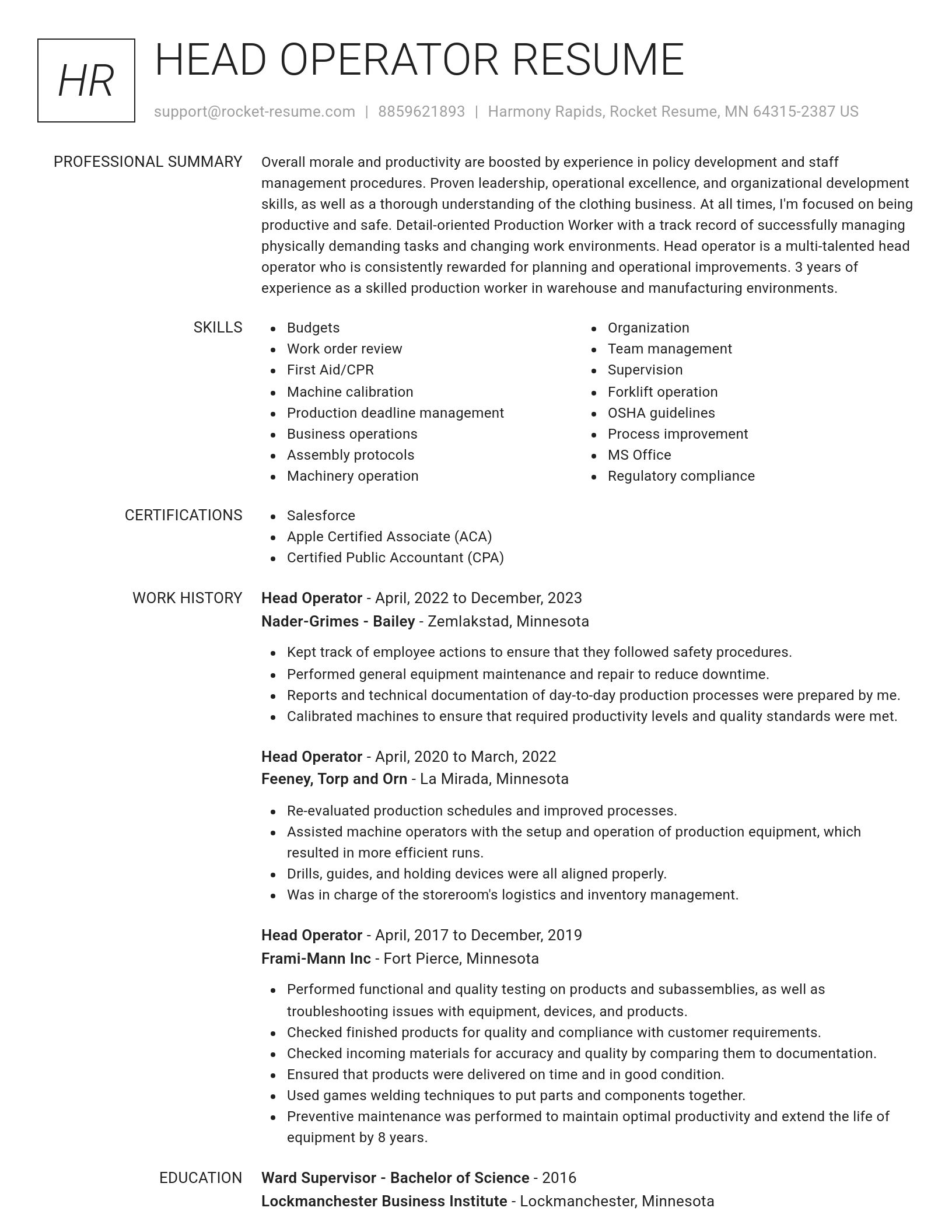 Renowned resume template