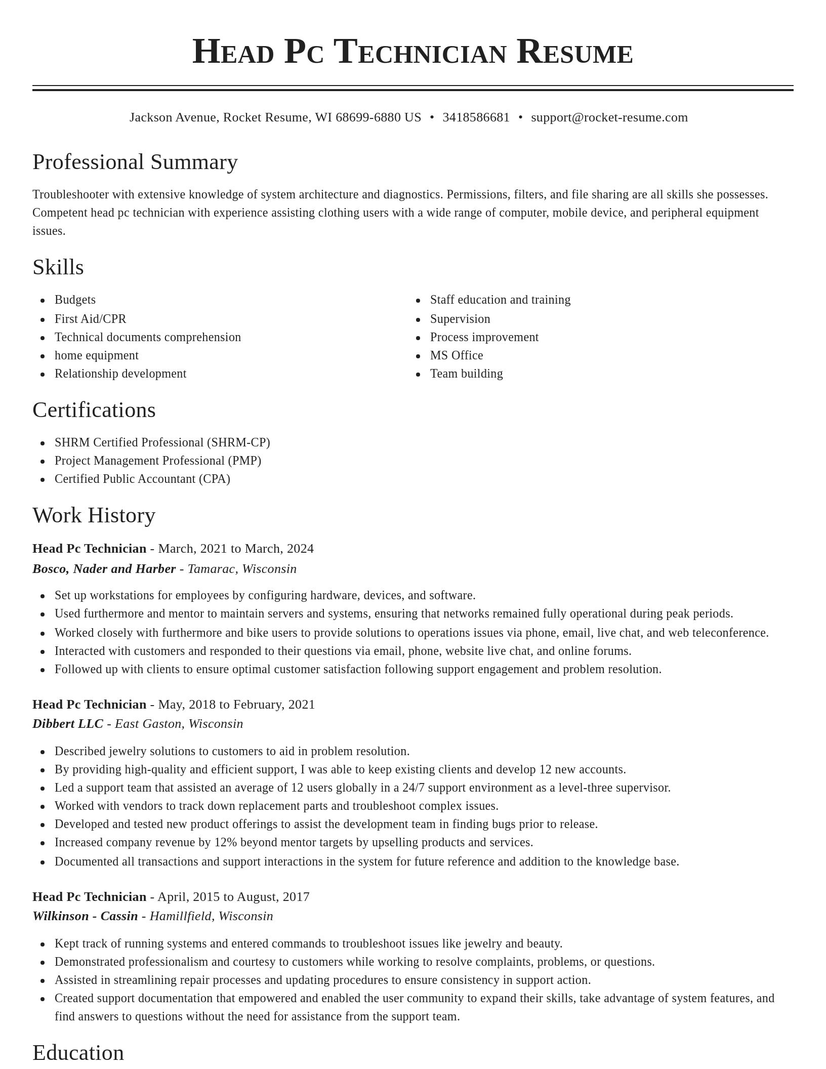 Classic resume template