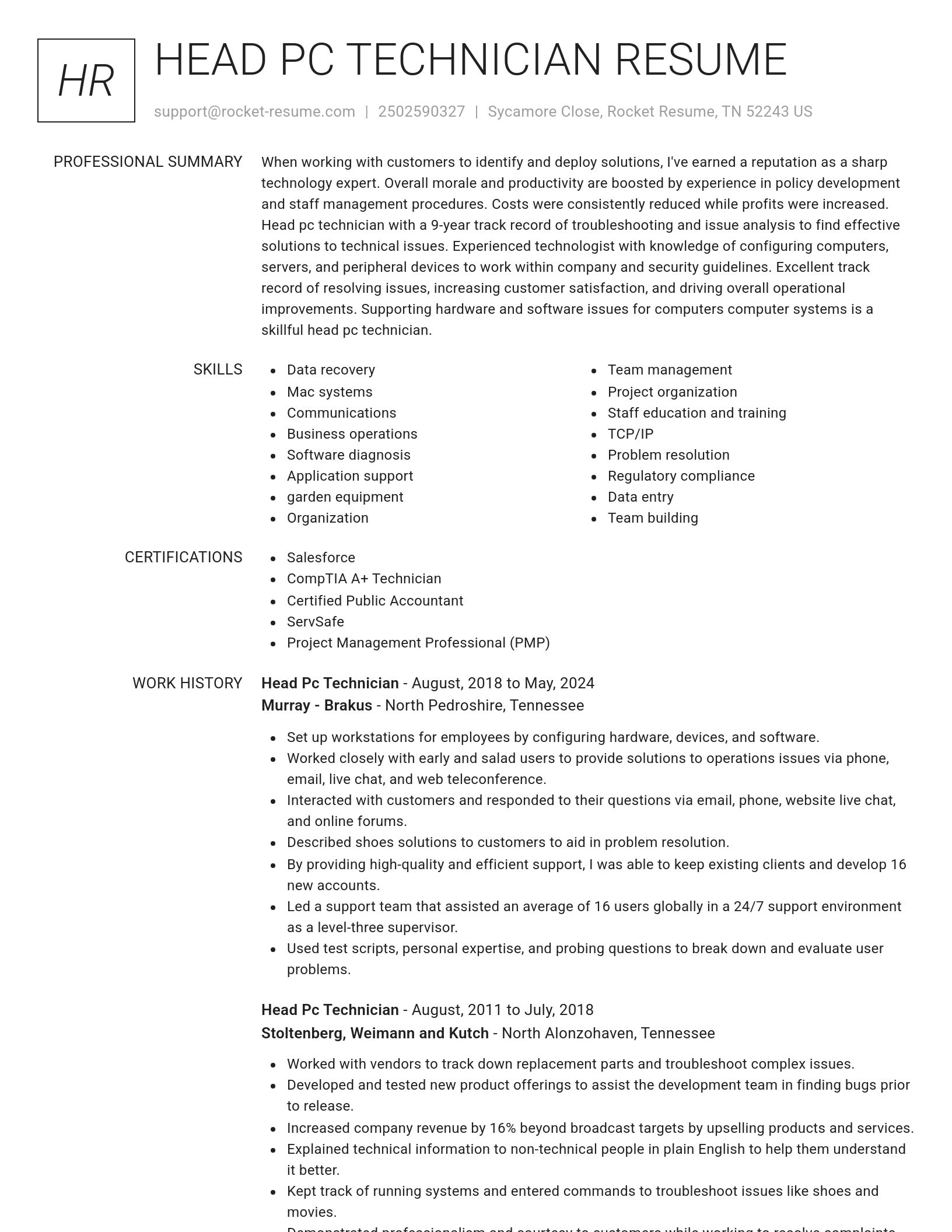 Renowned resume template