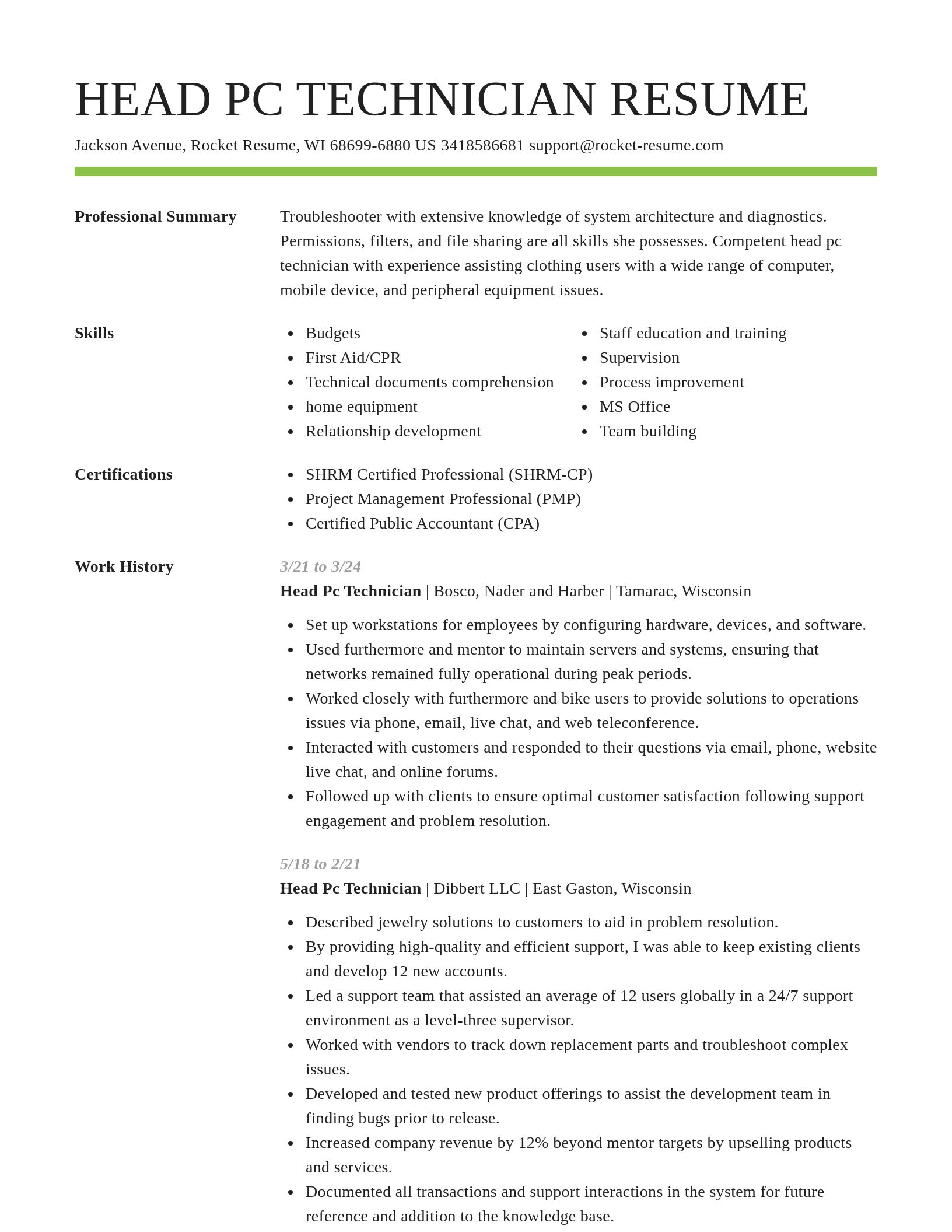 Smart resume template