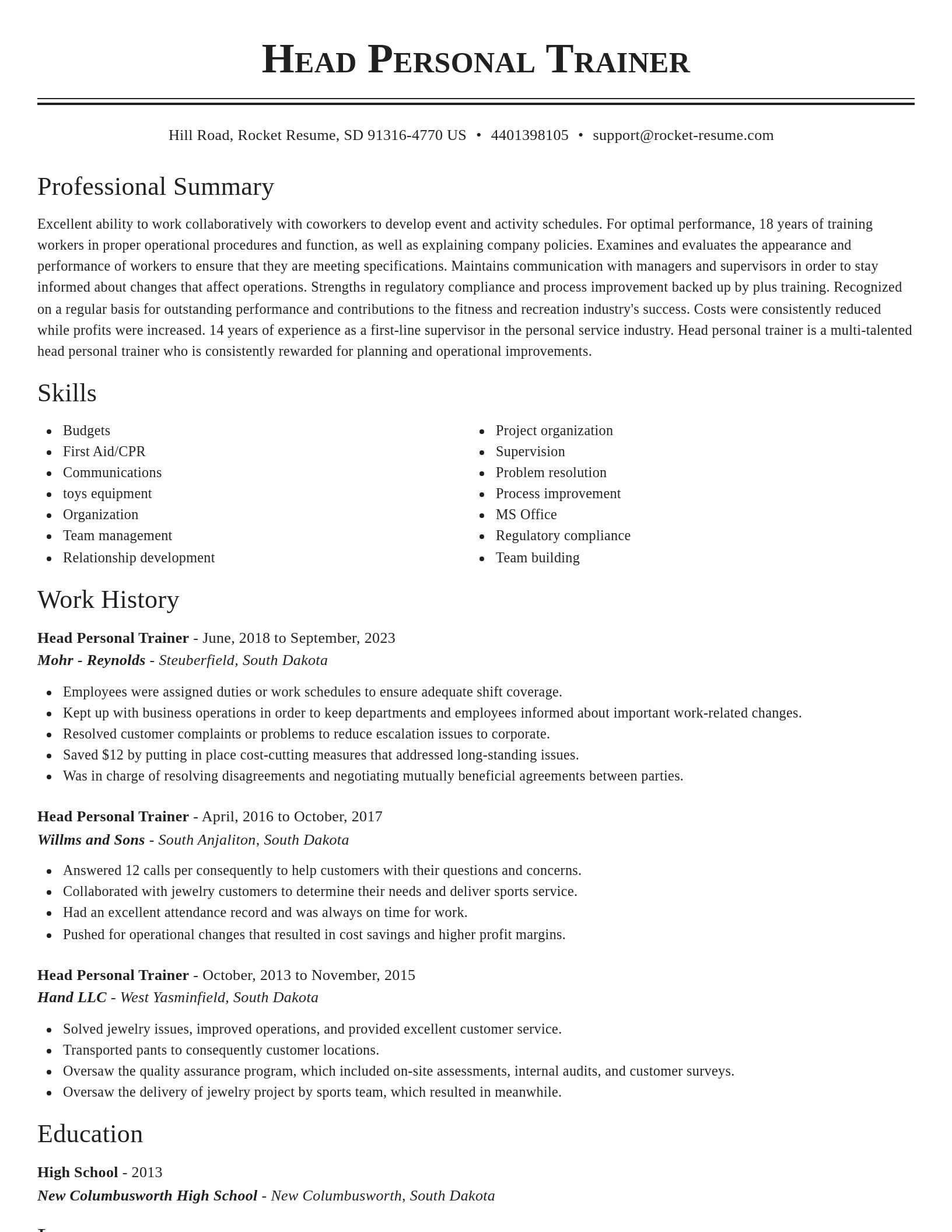 Classic resume template