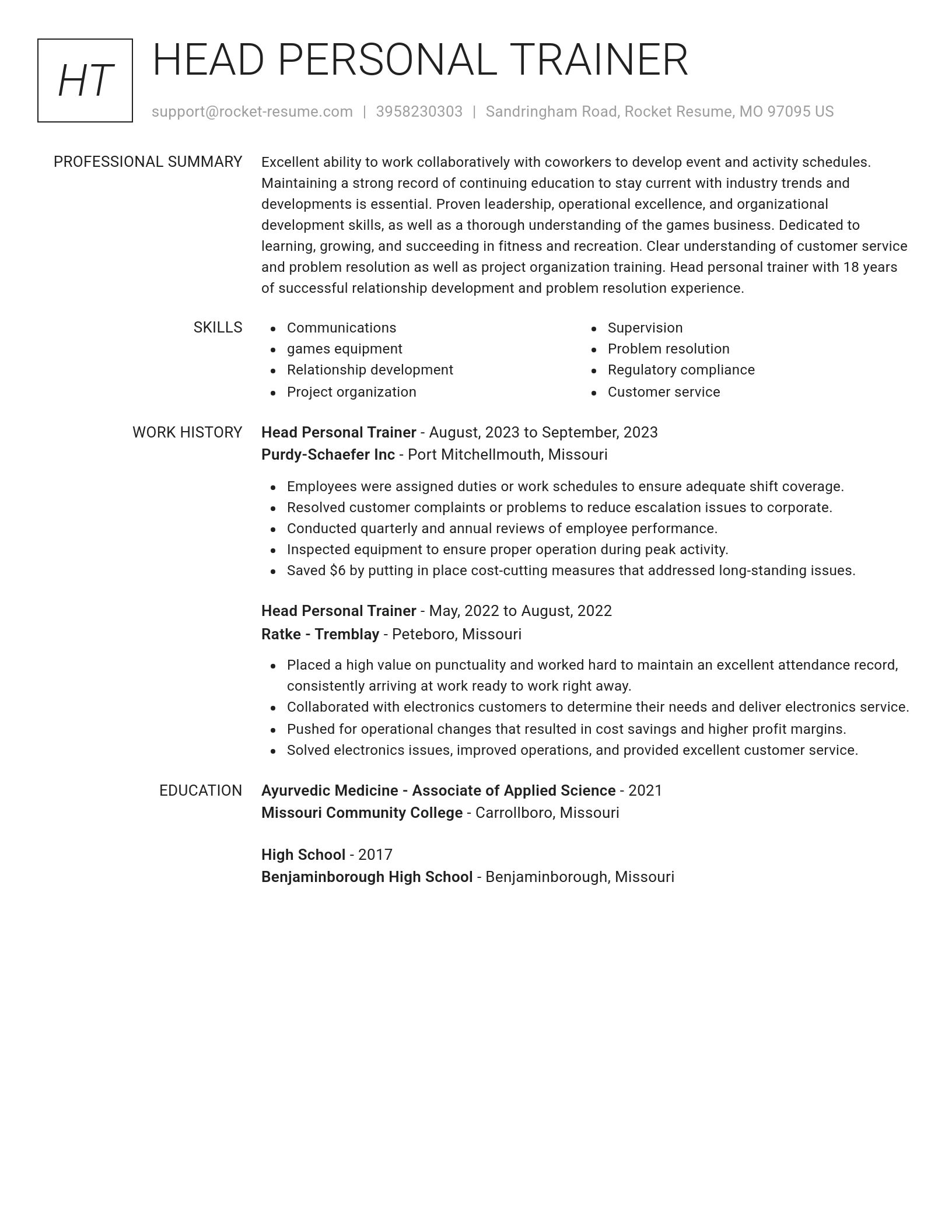 Renowned resume template