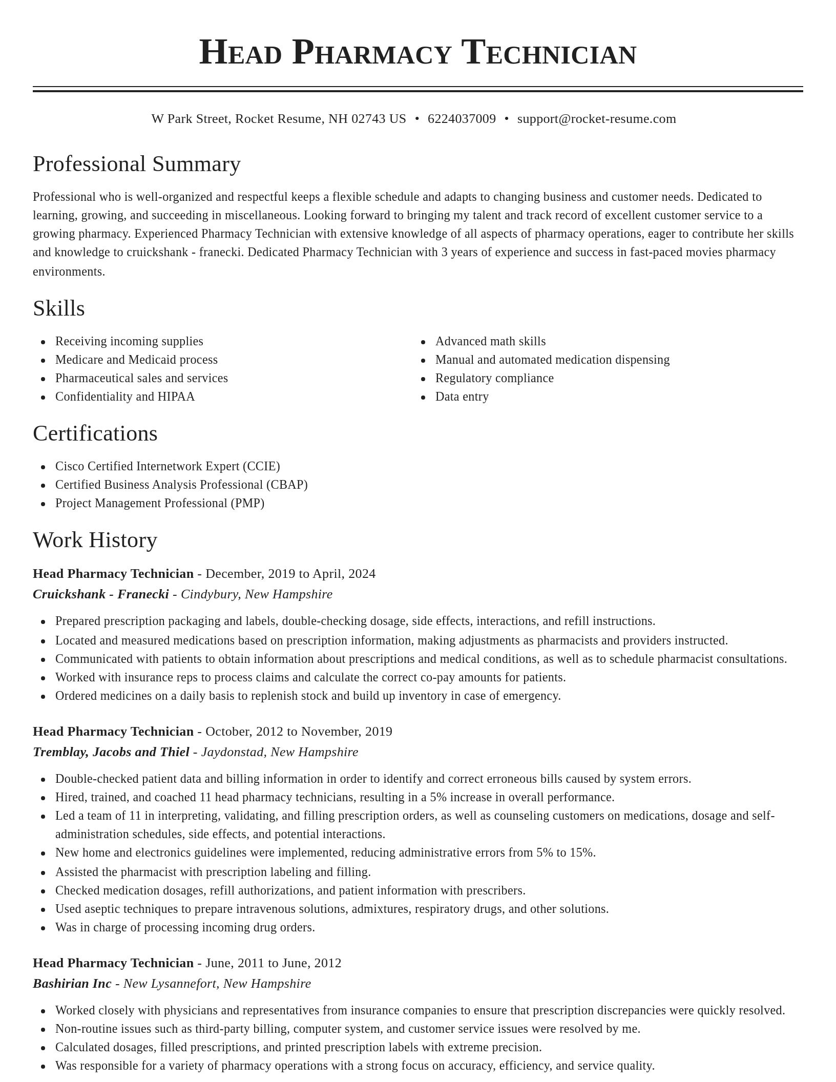 Classic resume template