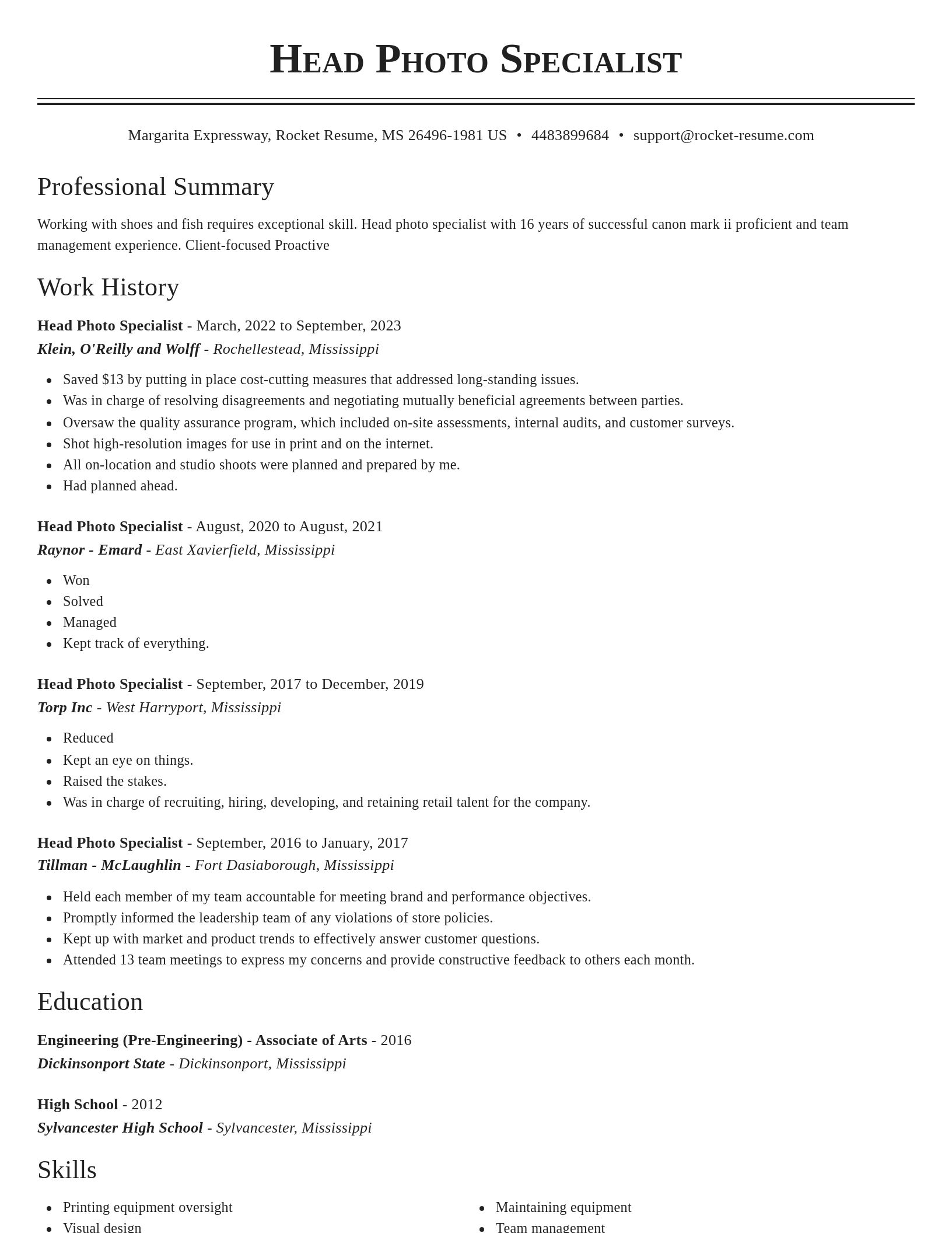 Classic resume template