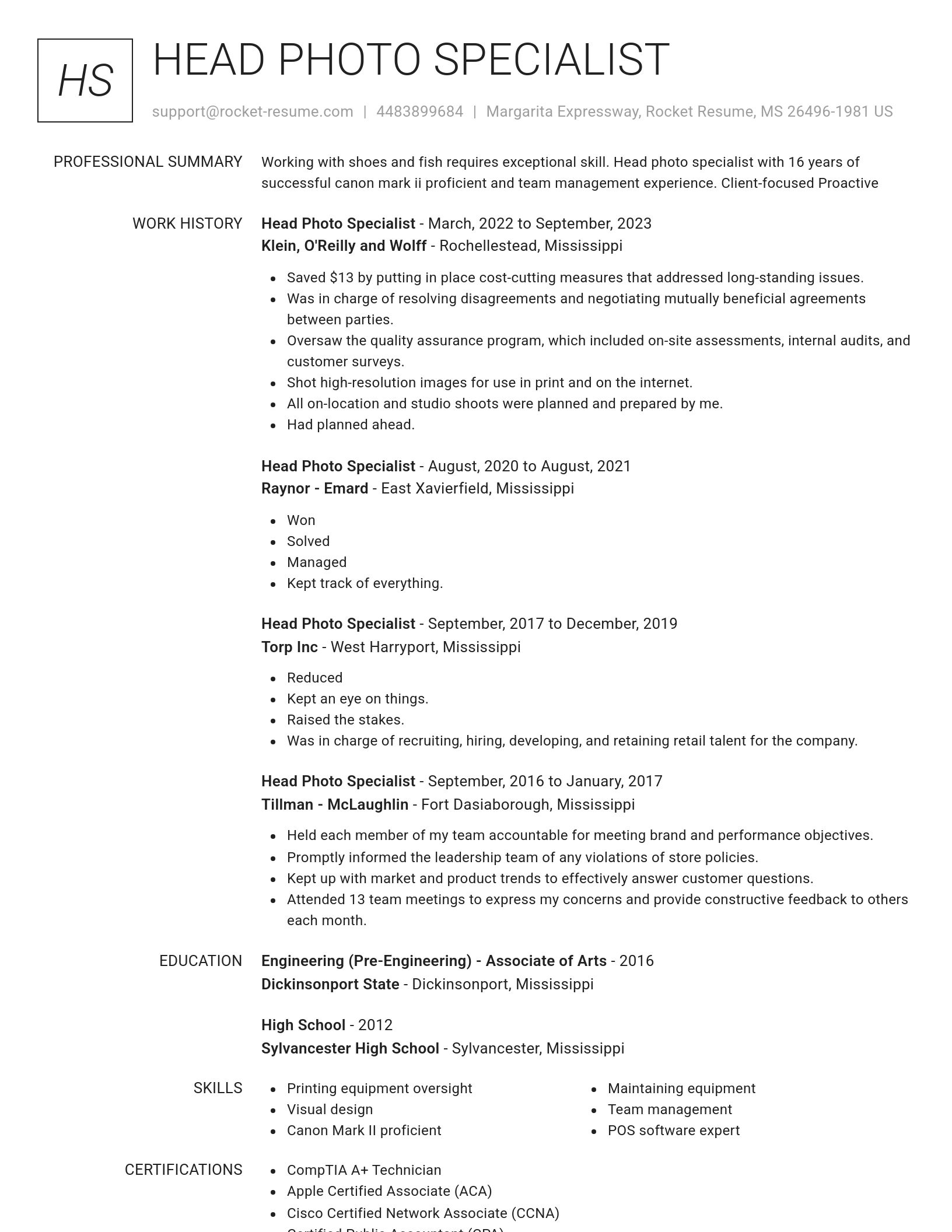 Renowned resume template
