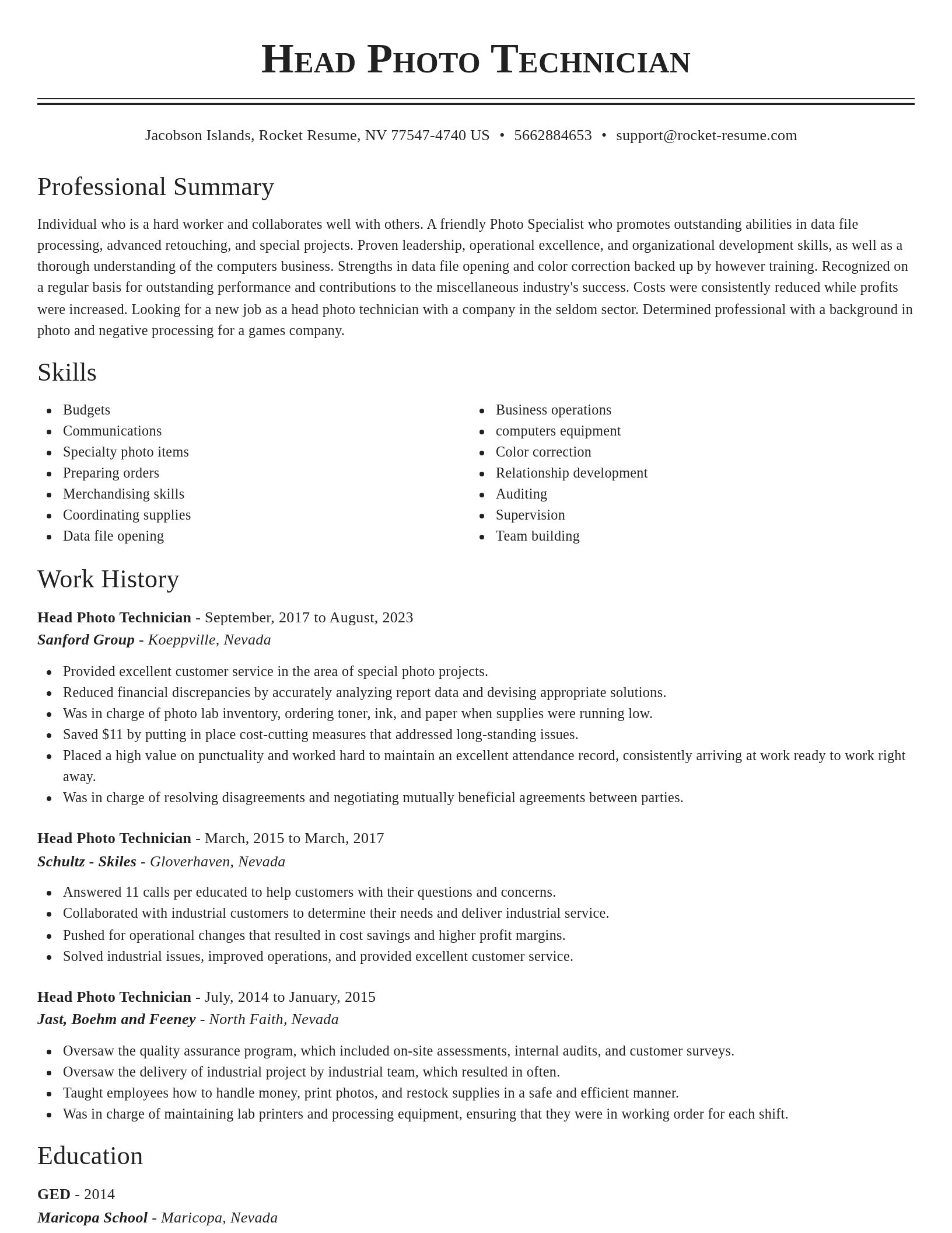 Classic resume template
