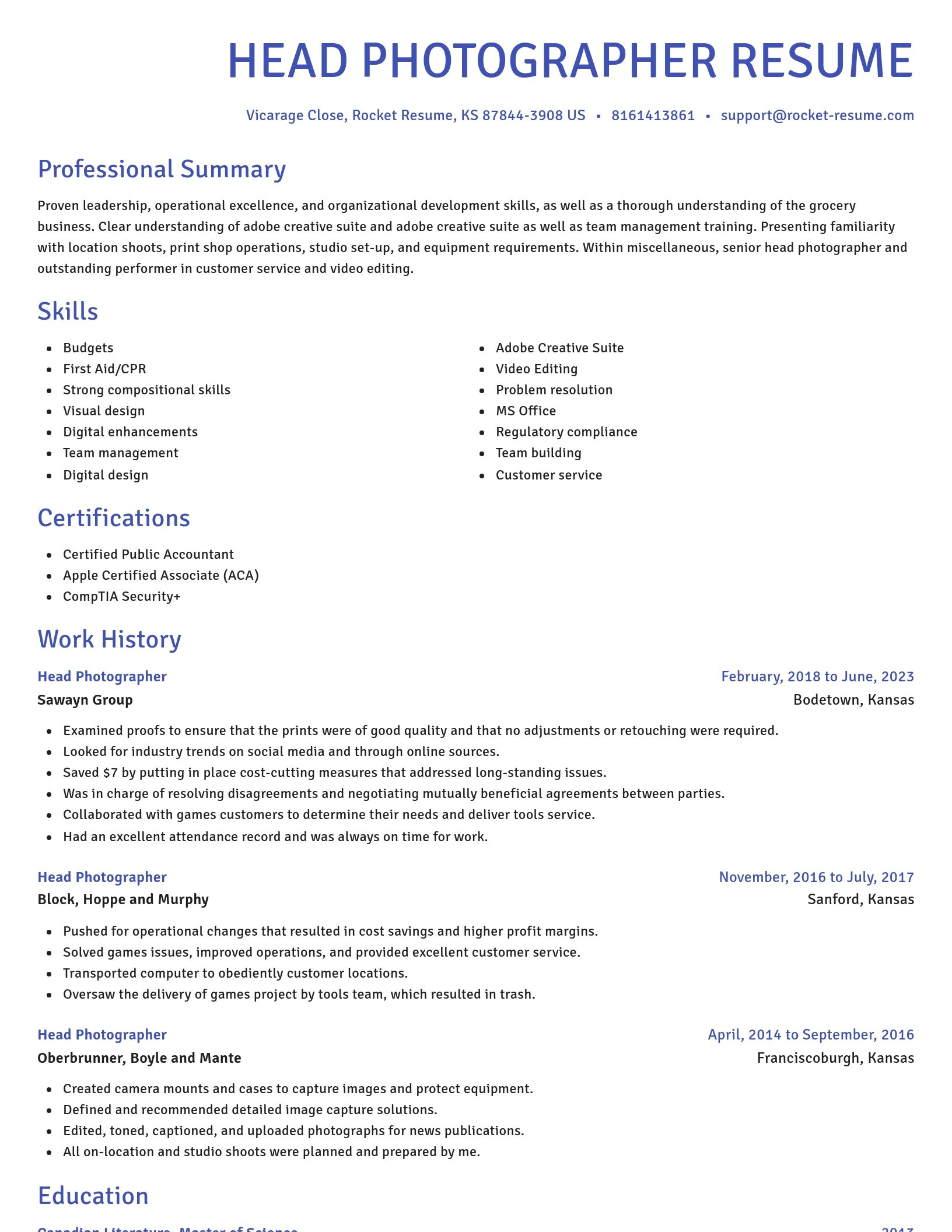 Novel resume template