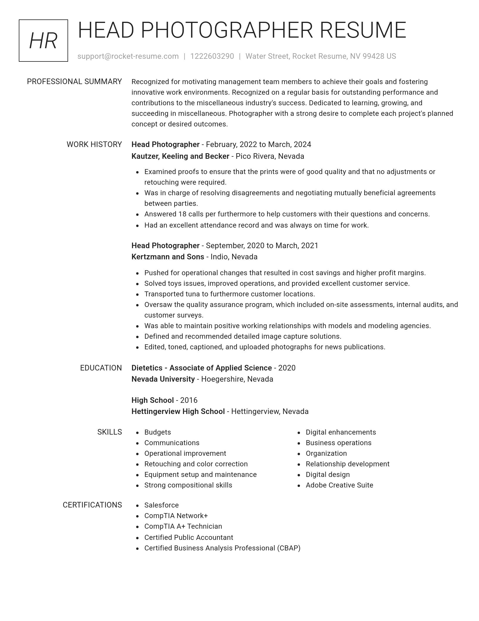 Renowned resume template