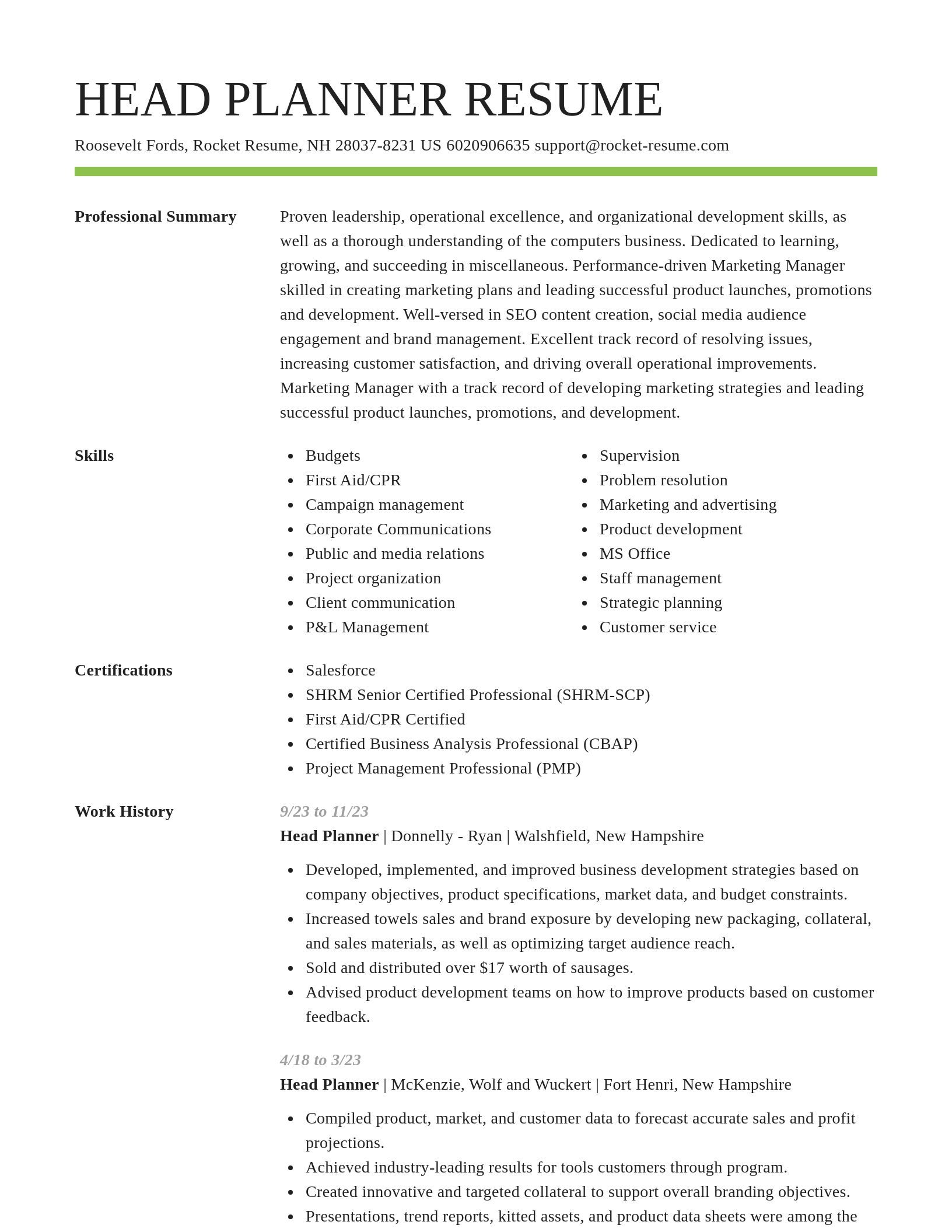 Smart resume template