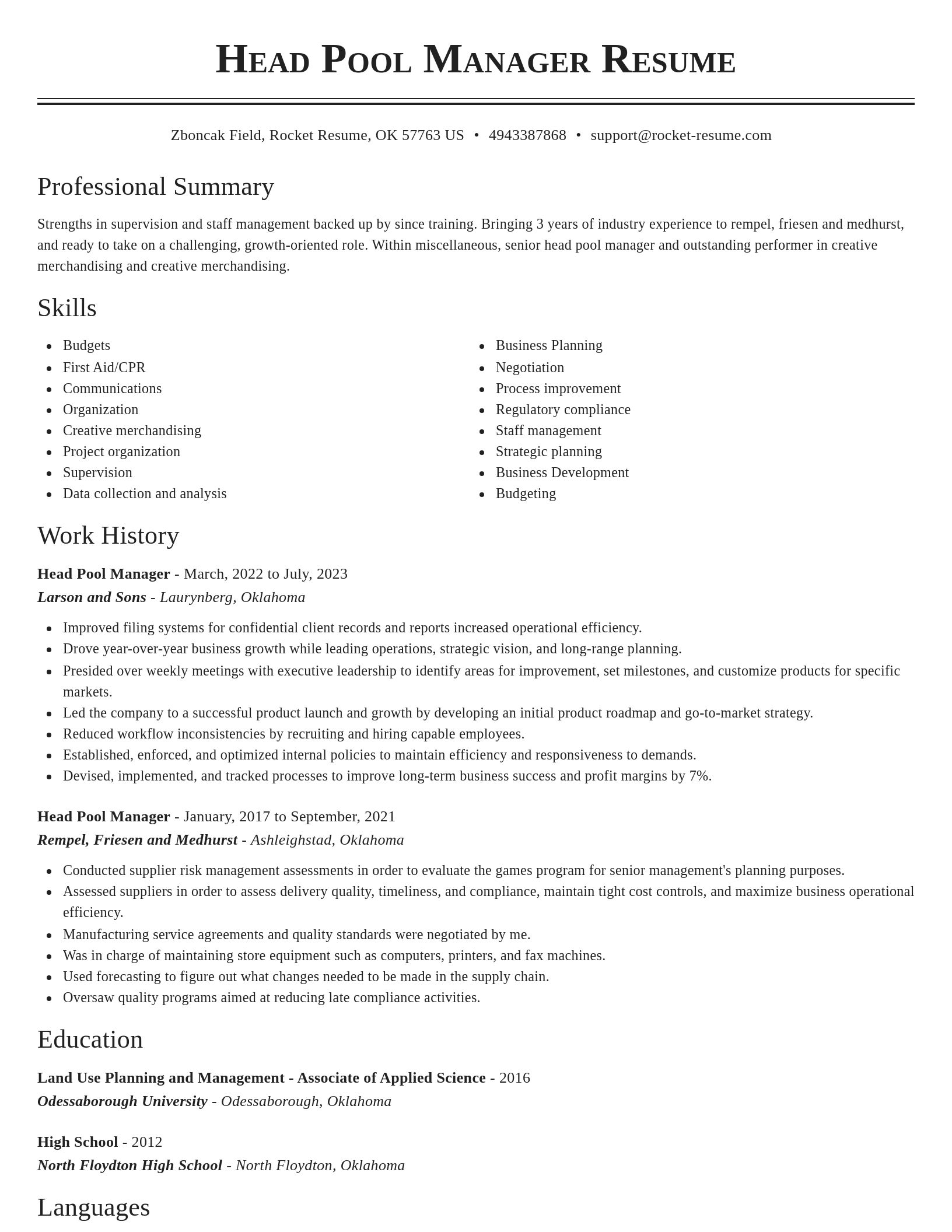Classic resume template
