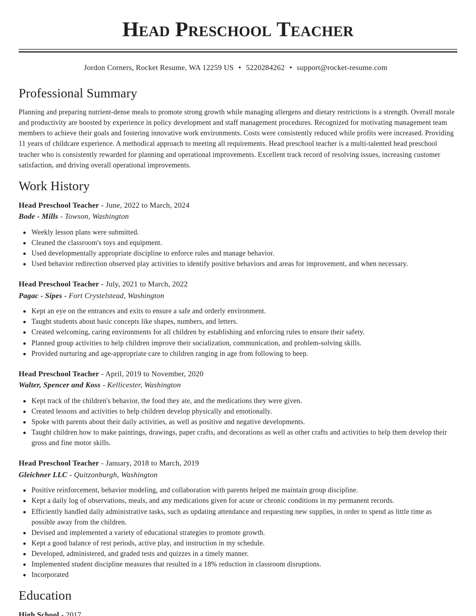 Classic resume template